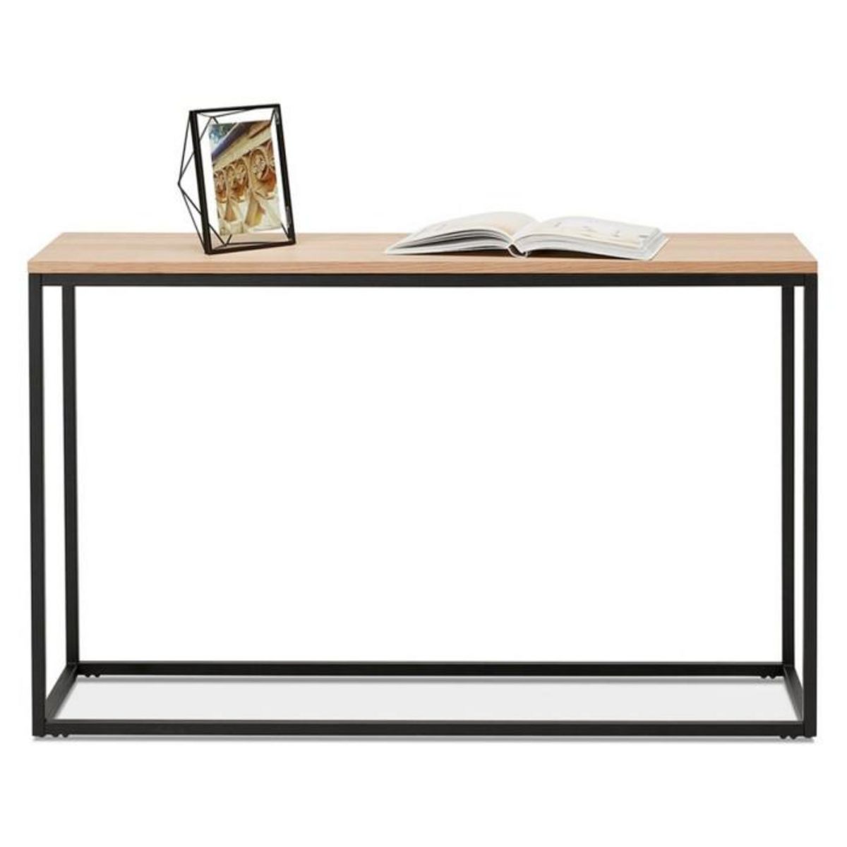 Paris Prix Console Design Métal & Bois  Mira  120cm Naturel & Noir
