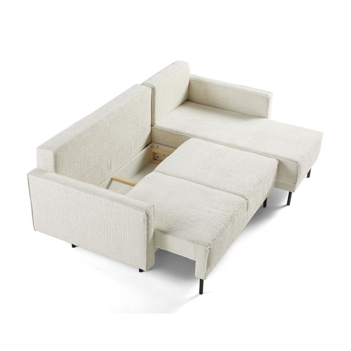 LISA DESIGN Charlie - canapé d'angle réversible 4 places - convertible avec coffre - en tissu velours relief