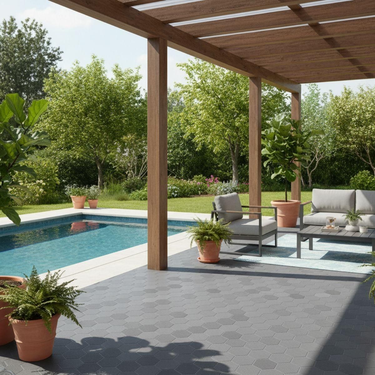 INTEC Lot de 6 Dalles de sol Clipsables Grises 116x76x3 cm Rectangulaire Polypropylène Revêtement de Sol Modulable 4.61m2 INTEC