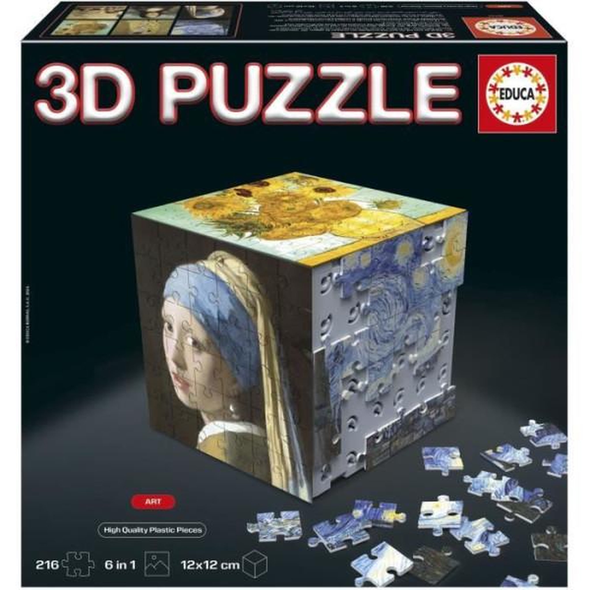 EDUCA Puzzle 3D - EDUCA - Cube Art - 216 Pieces - 6 Puzzles de 36 Pieces - Défi Ludique 8 Ans + (20123)