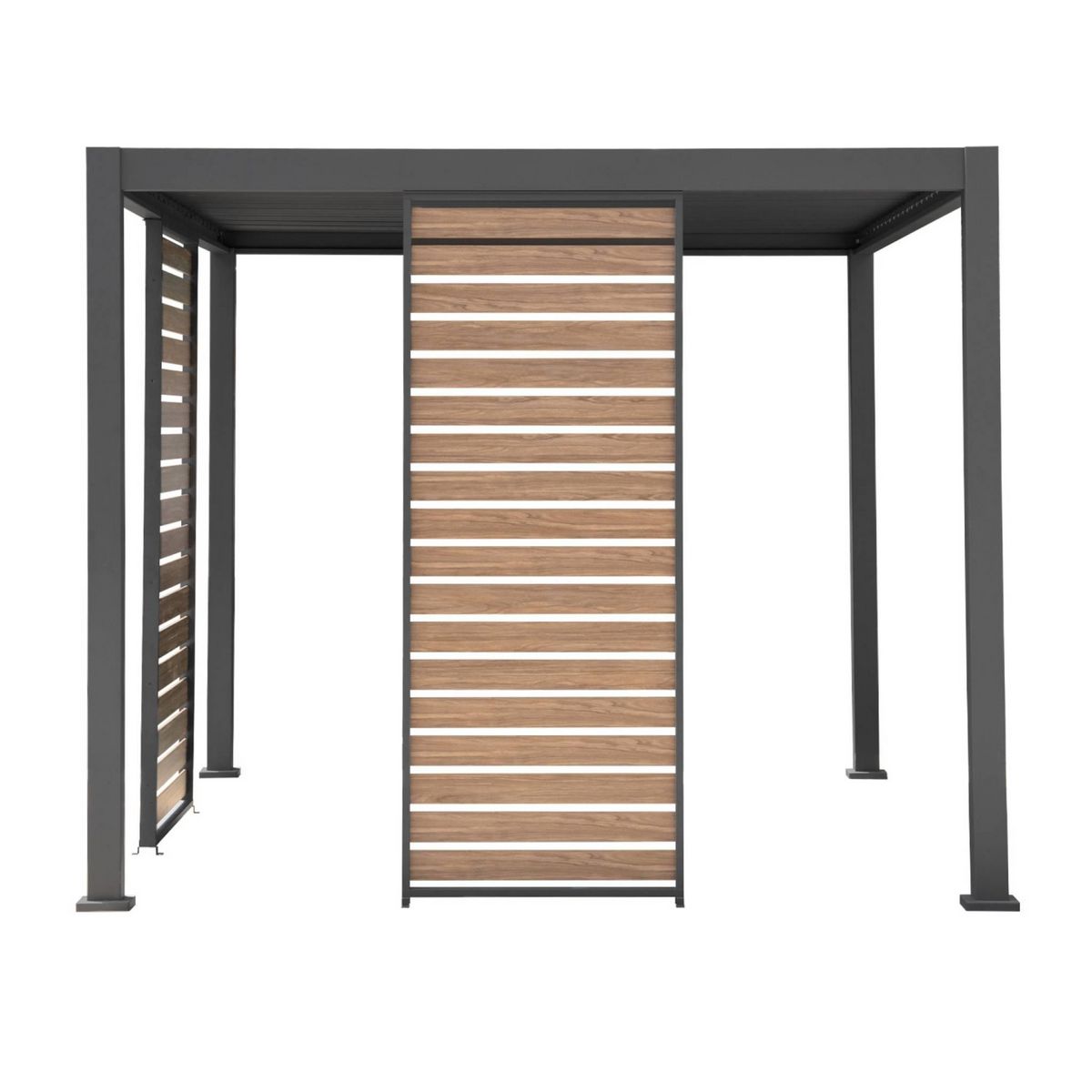 SWEEEK Persienne 100 cm pour pergola bioclimatique Triomphe aluminium effet bois anthracite