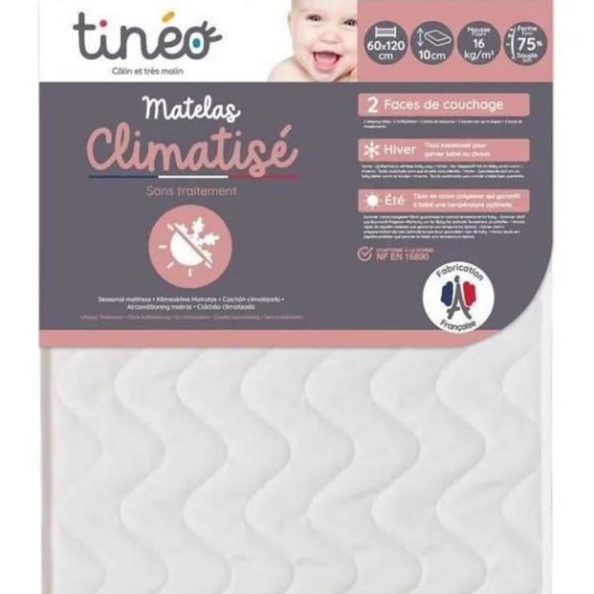 TINEO Matelas bébé Climatisé TINEO 60x120 cm