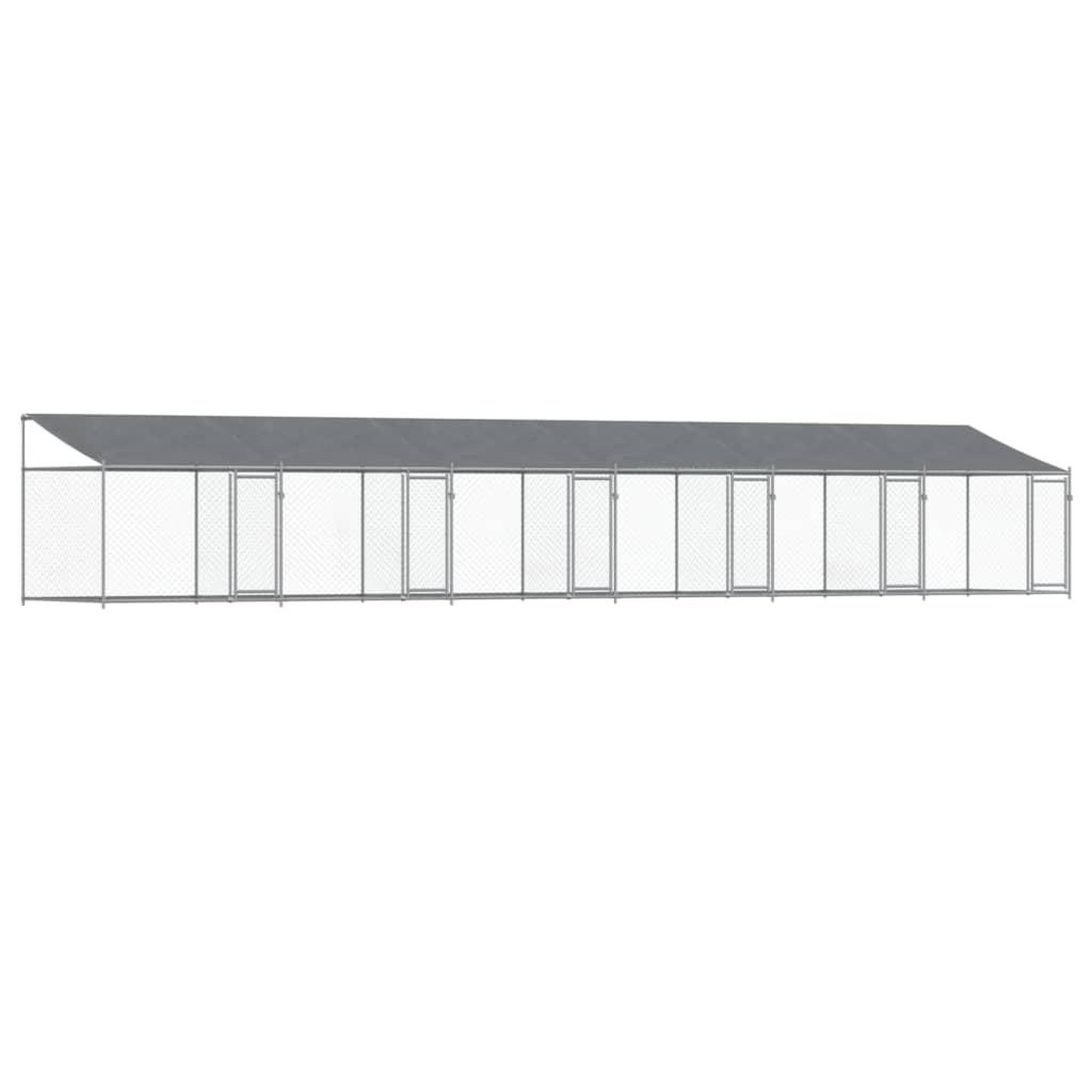 Voir la diapositive 2 : VIDAXL Cage pour chien avec toit/portes gris 12x2x2 m acier galvanise