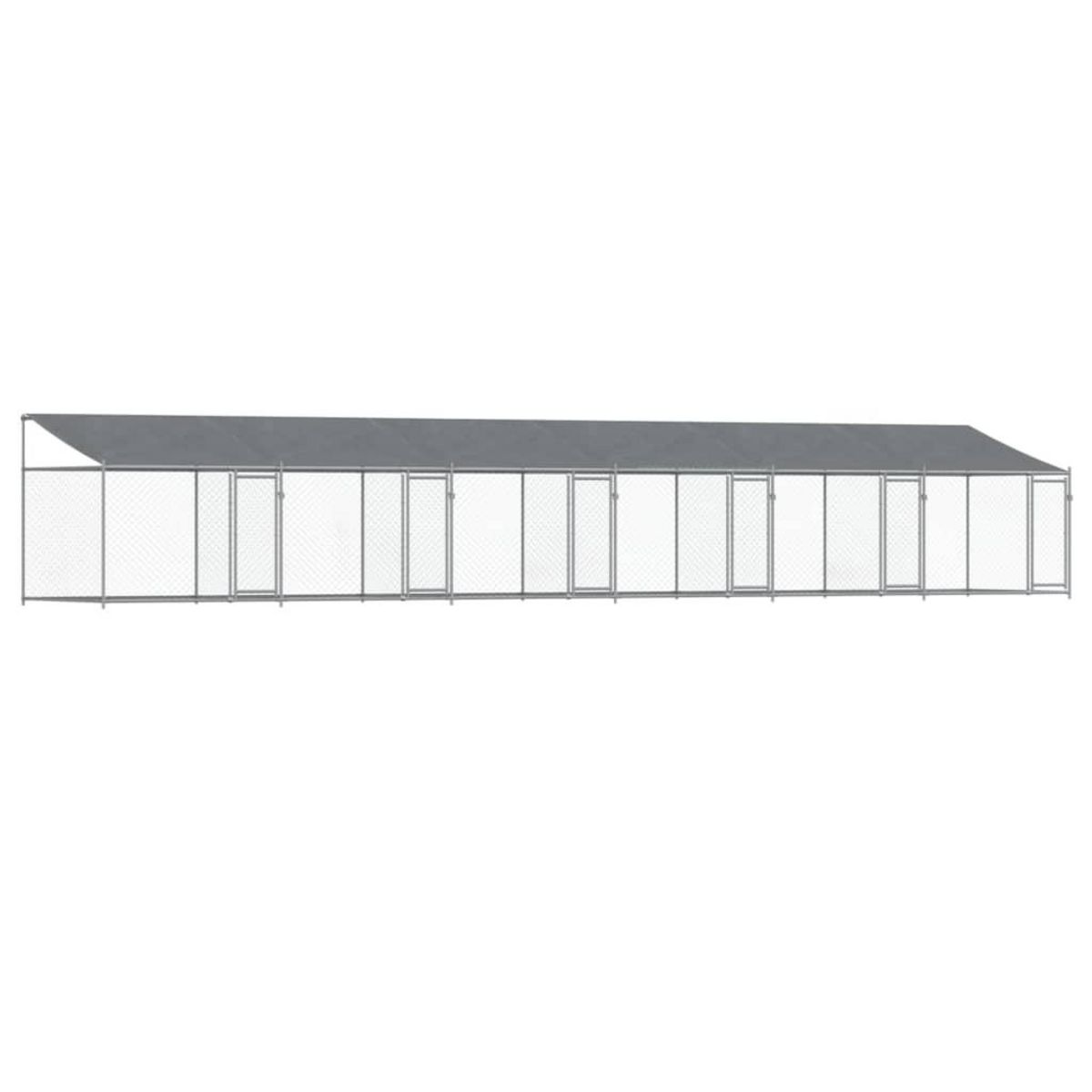 VIDAXL Cage pour chien avec toit/portes gris 12x2x2 m acier galvanise