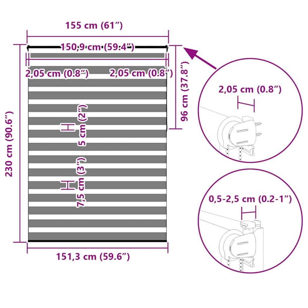 VIDAXL Store zebre marron sable largeur du tissu 150,9 cm polyester