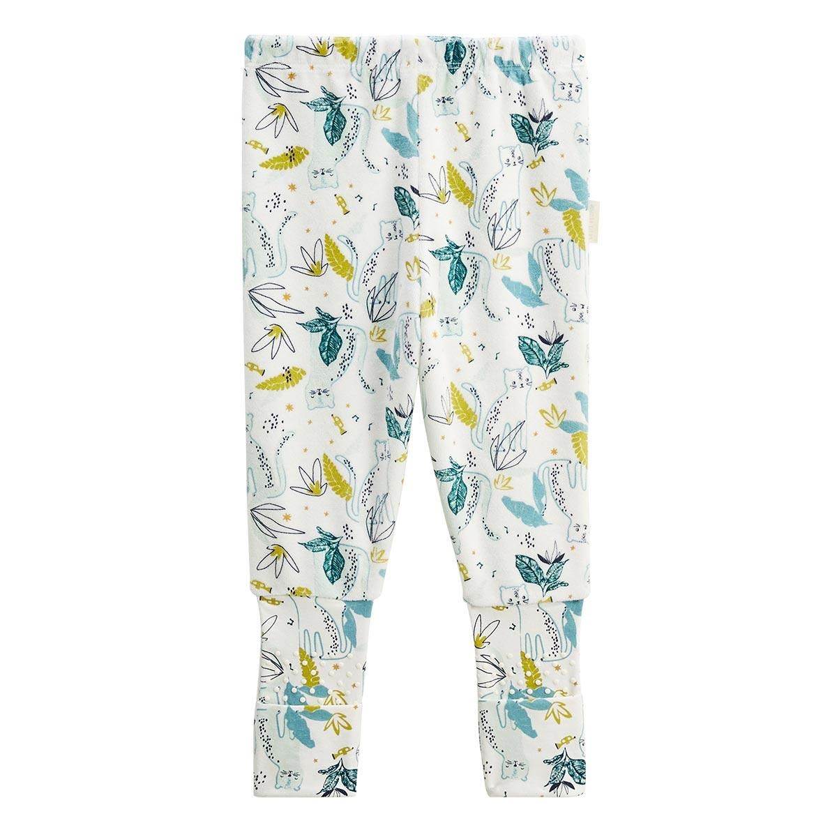 Petit Béguin Lot de 2 pyjamas enfant 2 pièces en velours avec pieds retroussables Oscar