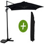 Voir la diapositive 1 : Habitat et Jardin Parasol jardin déporté  Soleil  - Carré - 2.5 x 2.5 m - Noir + Housse de protection