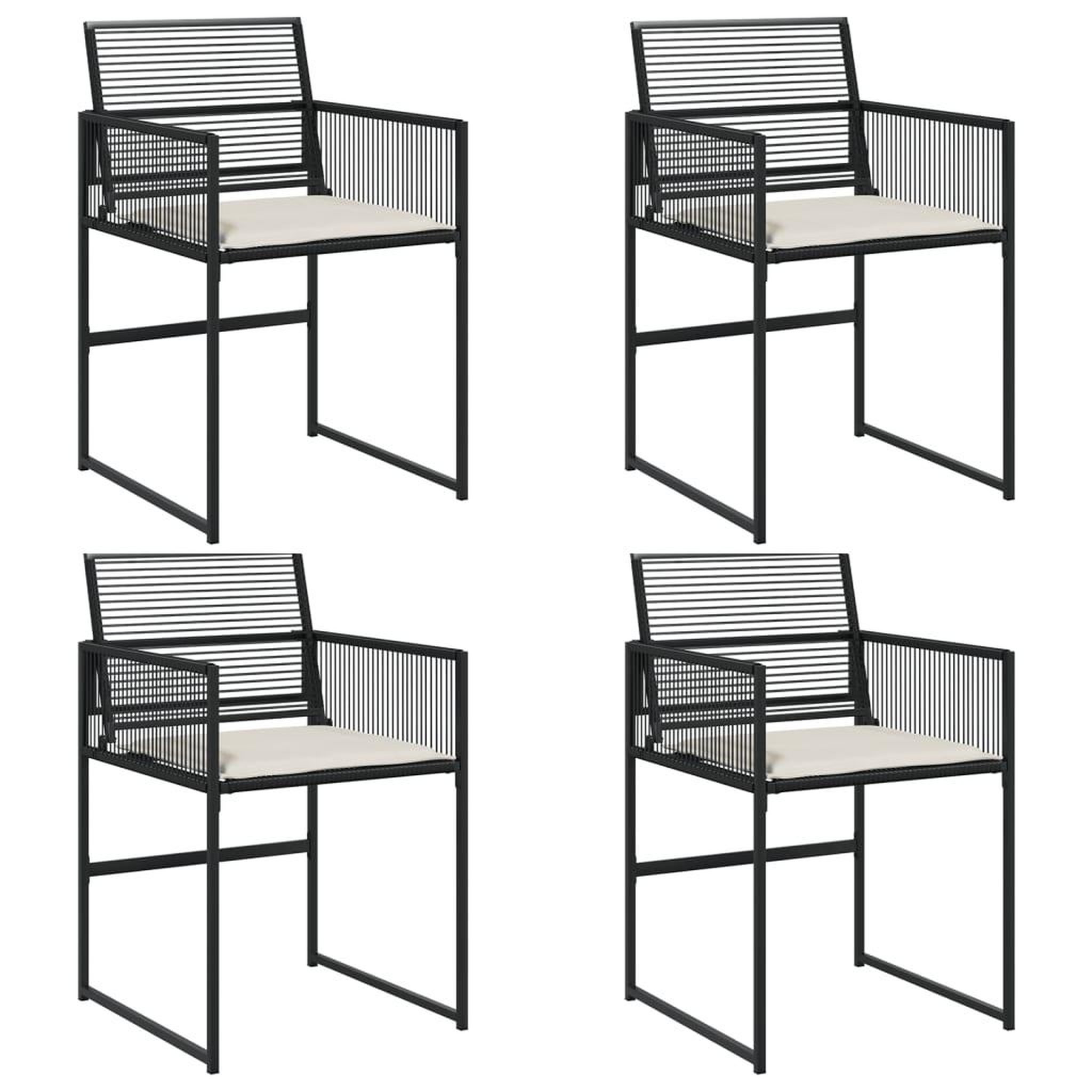 Voir la diapositive 2 : VIDAXL Chaises de jardin lot de 4 avec coussins noir resine tressee