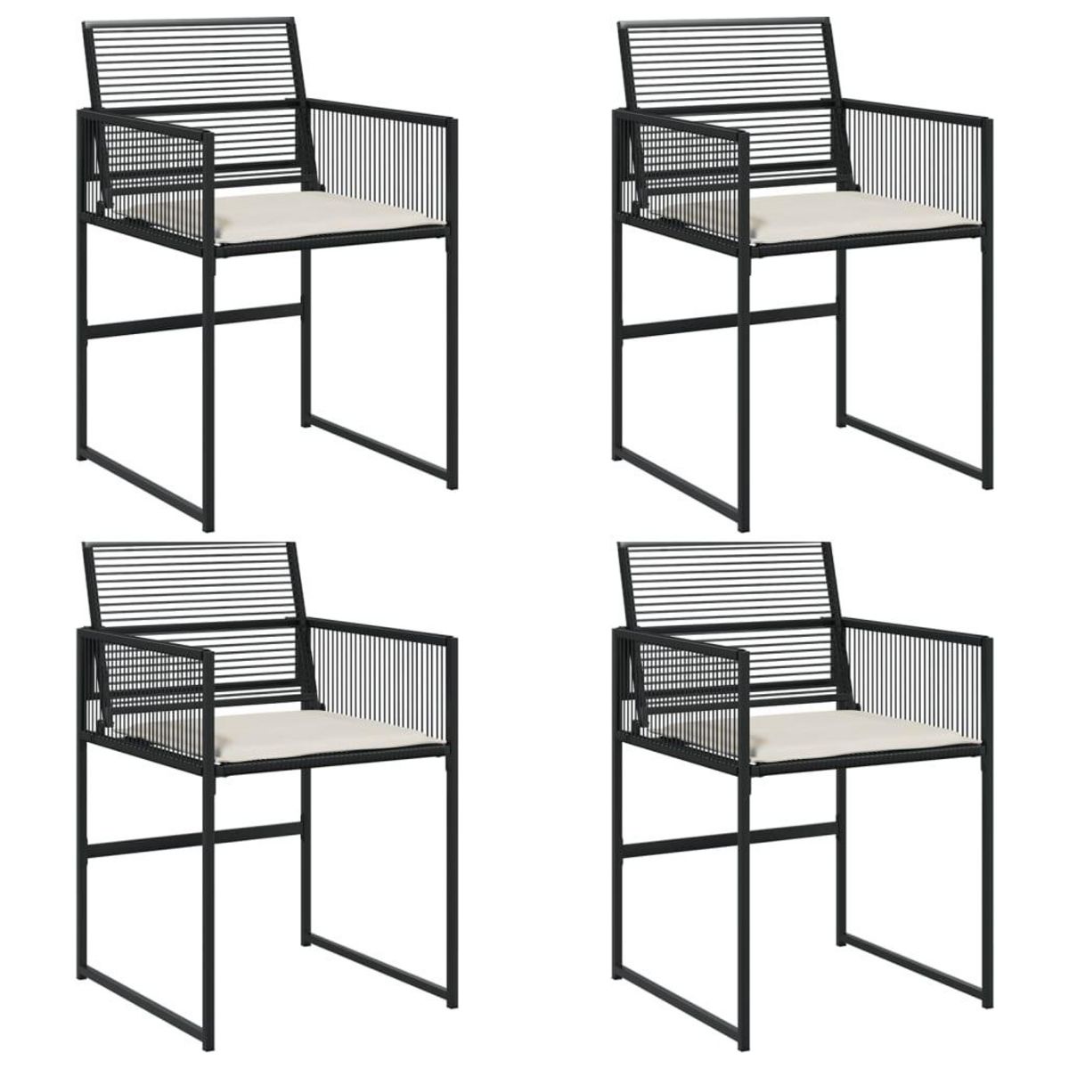 VIDAXL Chaises de jardin lot de 4 avec coussins noir resine tressee