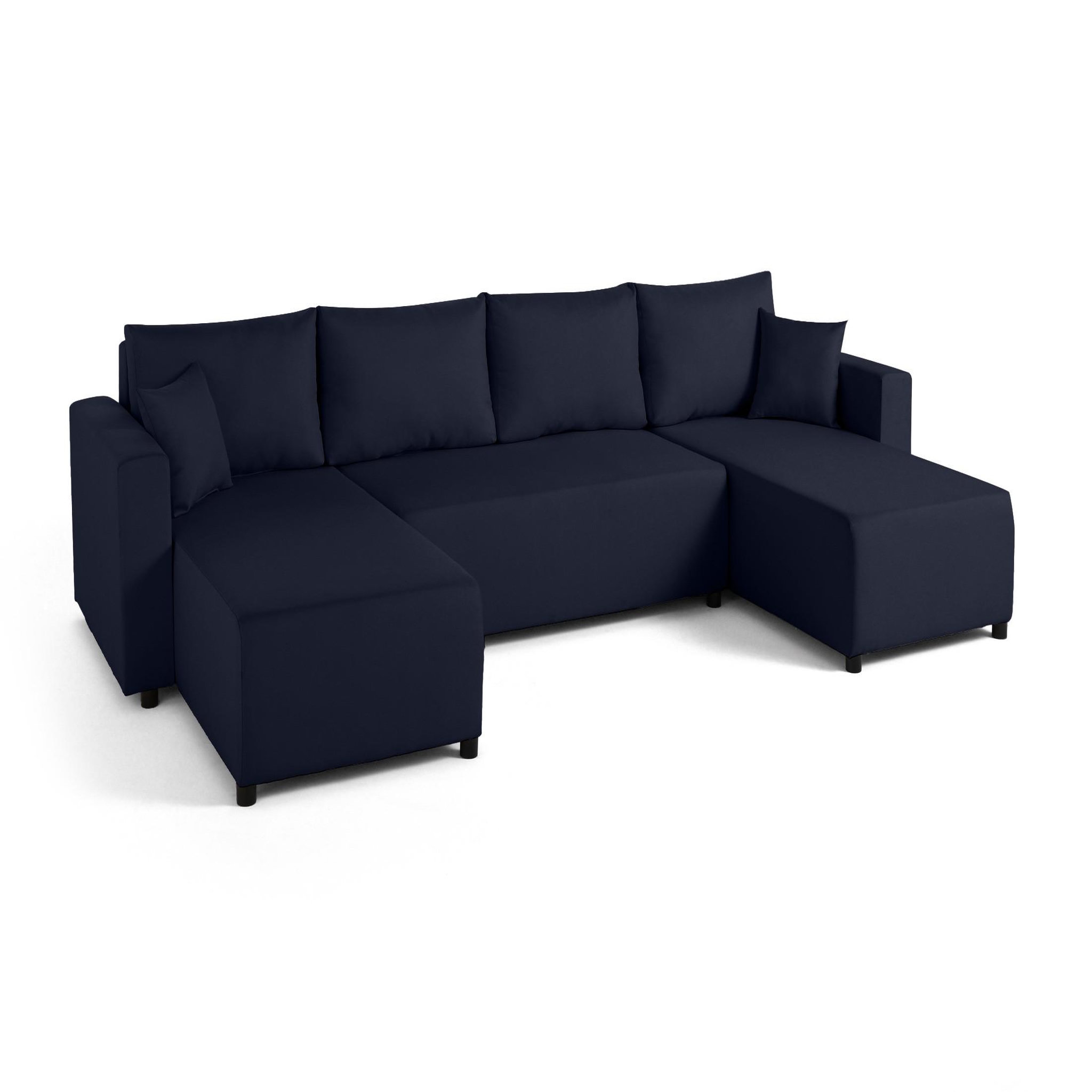 Voir la diapositive 2 : BEST MOBILIER Regala - canapé panoramique - 7 places - convertible avec coffre - en tissu