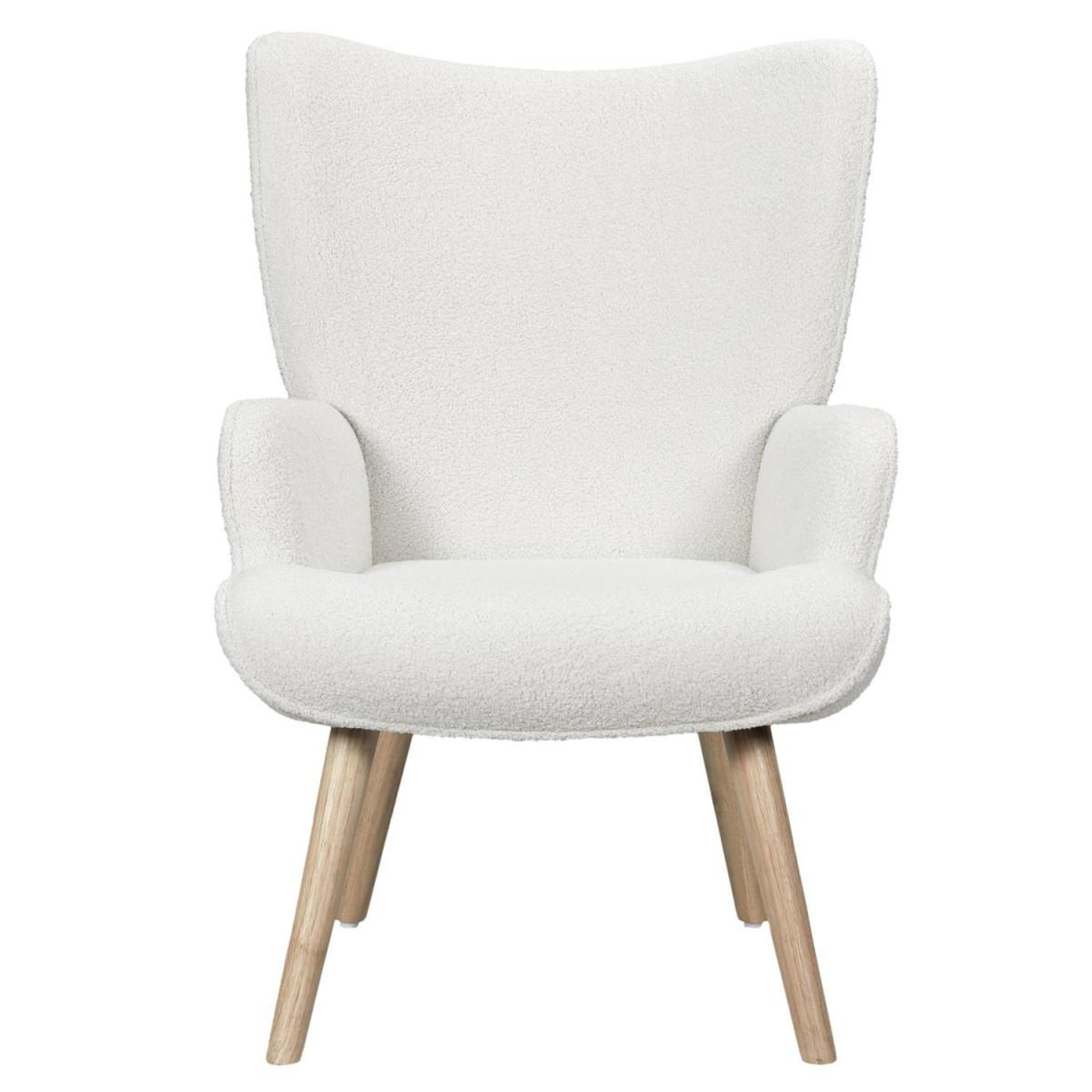 Voir la diapositive 2 : The Home Deco Factory Fauteuil bouclette  rhea  96cm blanc
