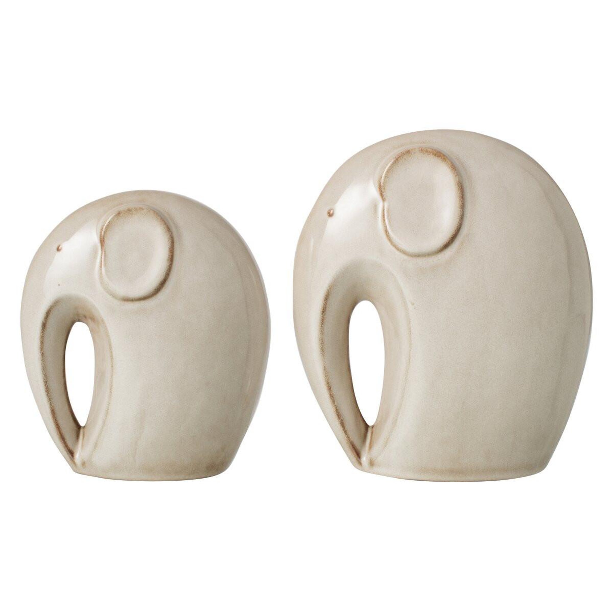 Voir la diapositive 2 : J-LINE Lot de 2 statuettes éléphant  ulrik  22cm beige