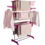 Voir la diapositive 1 : ID MARKET Séchoir à linge vertical pliable 3 niveaux MAXIMA capacité 20M rose