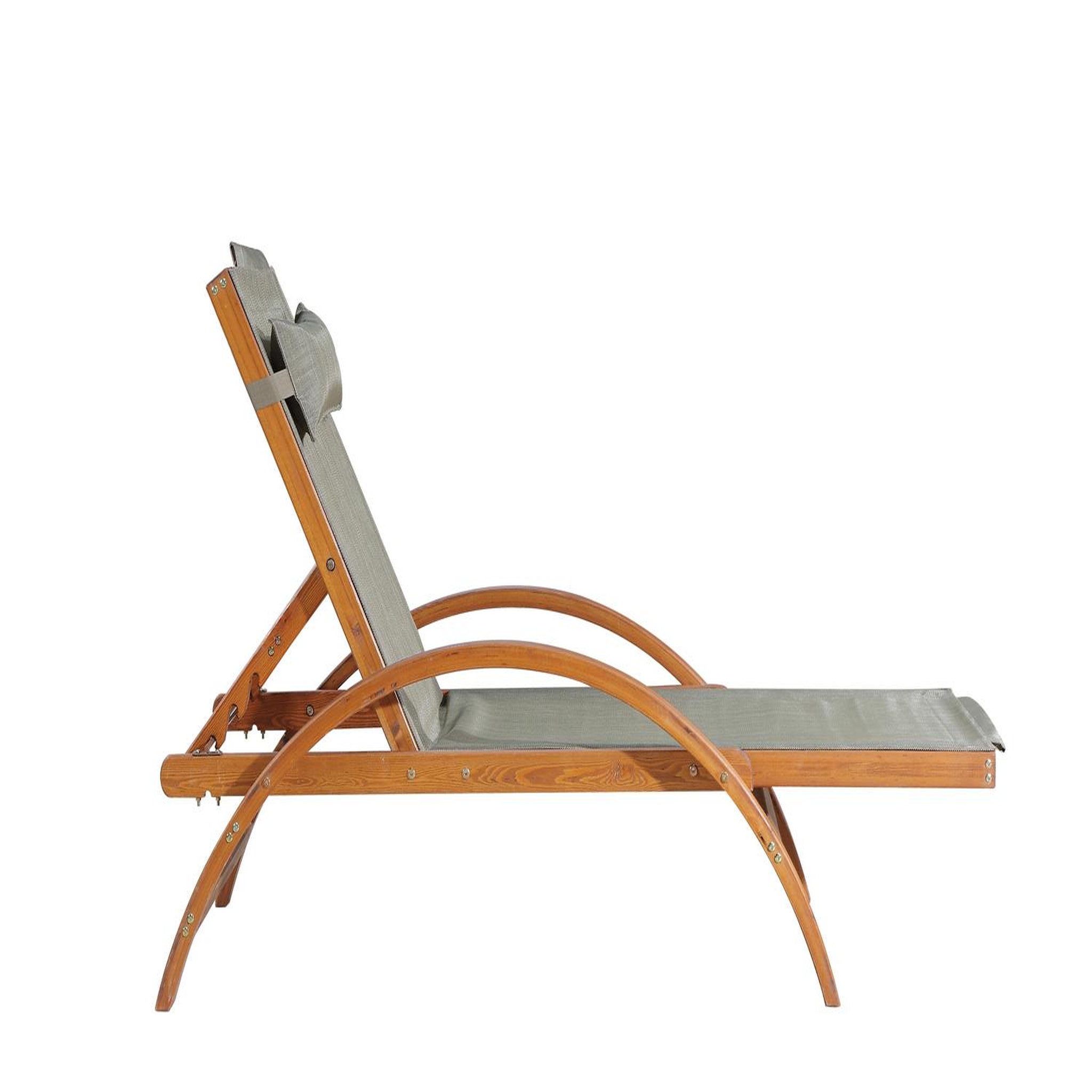 Voir la diapositive 4 : CONCEPT USINE Transat en bois et toile pvc gris olive naari