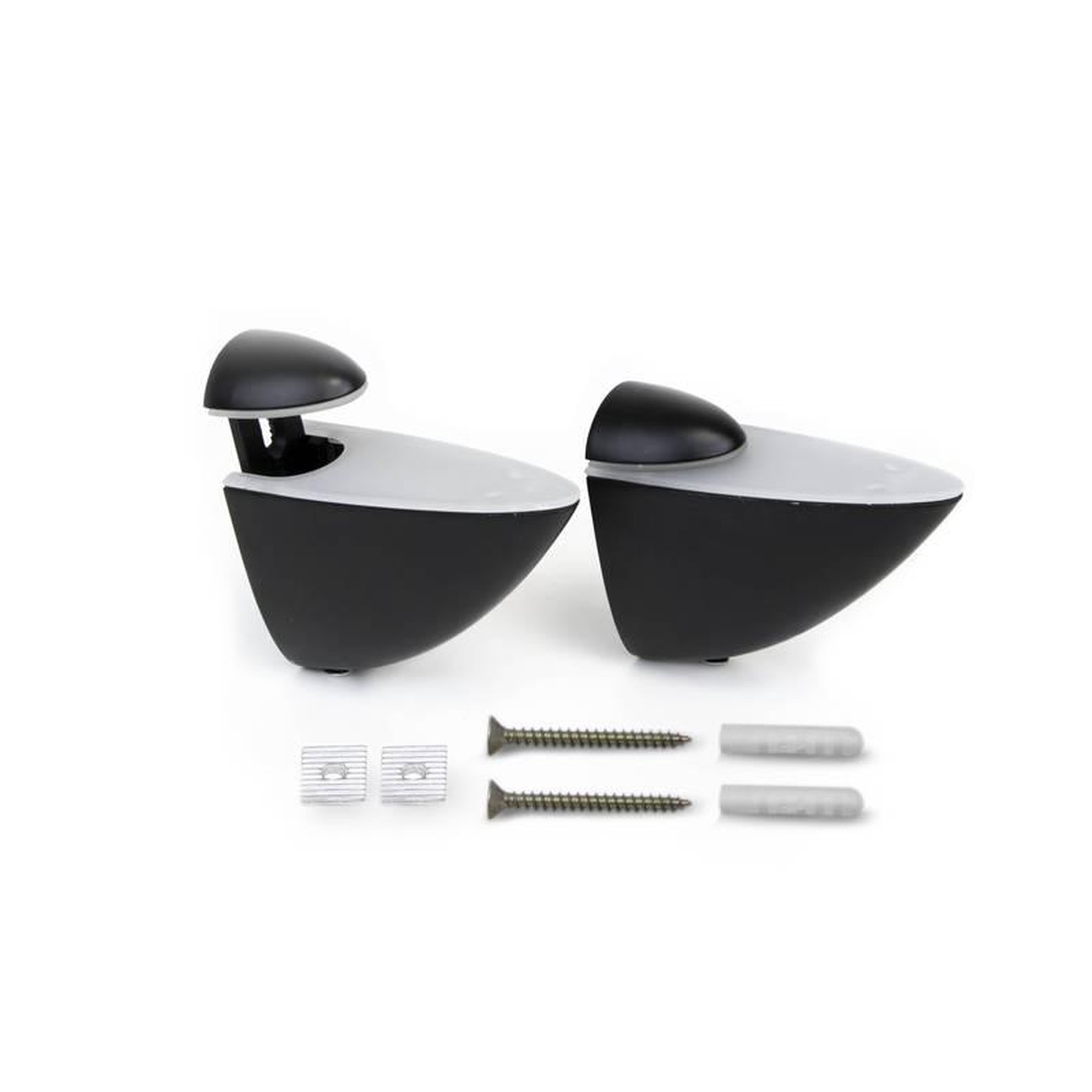 EMUCA SRL Jeu de supports Pelicano pour étagères en bois ou en verre - Plastique et Zamak - Noir