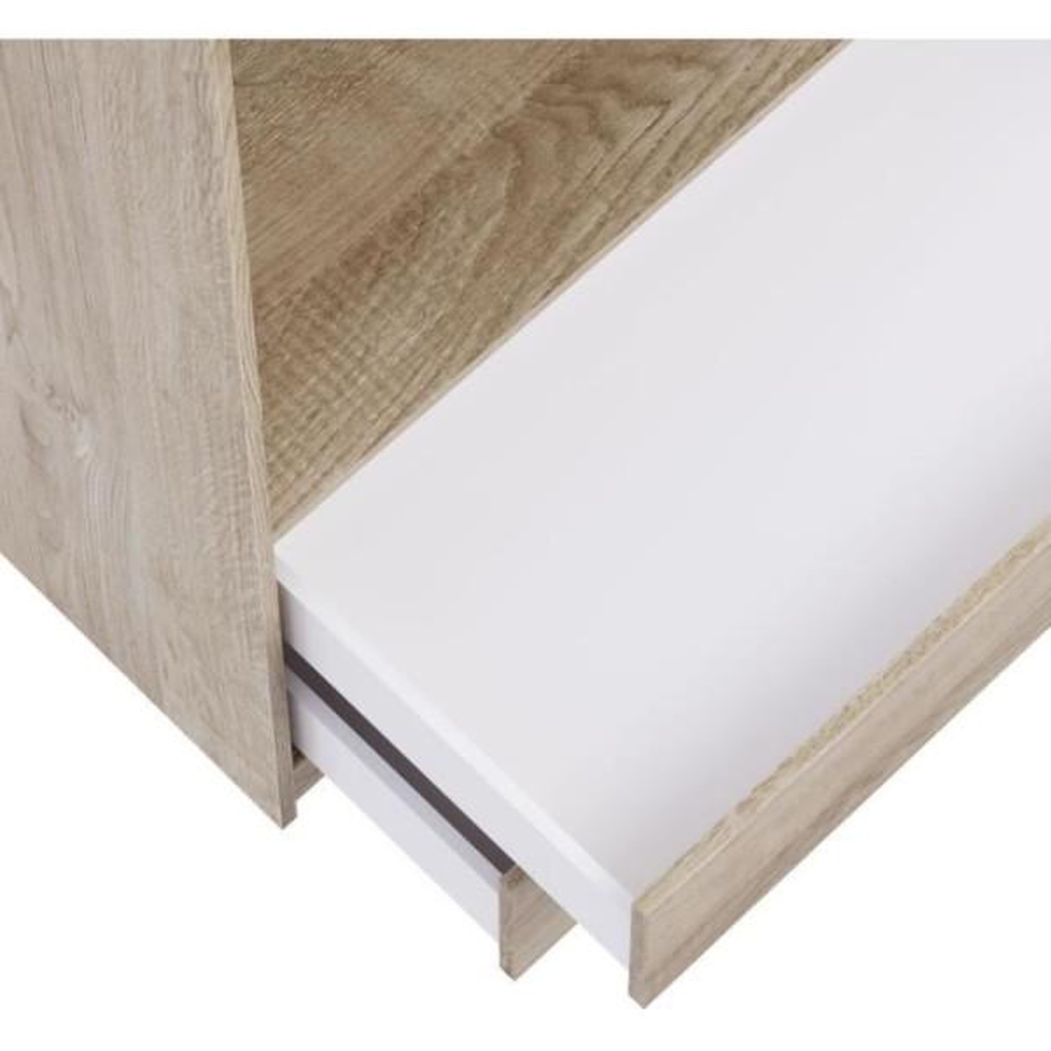 Voir la diapositive 4 : MARKET24 Dressing - Décor Chene - 2 tiroirs - 2 étageres - 1 tringle - L100 x P57 x H200 cm