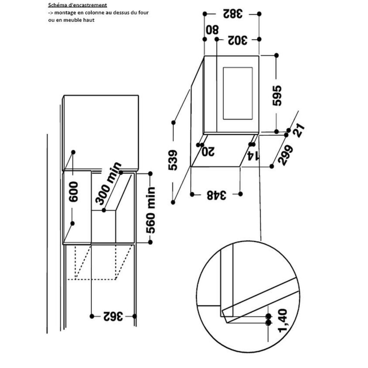 Whirlpool Micro-ondes encastrable 22l 750w inox - AMW424IX