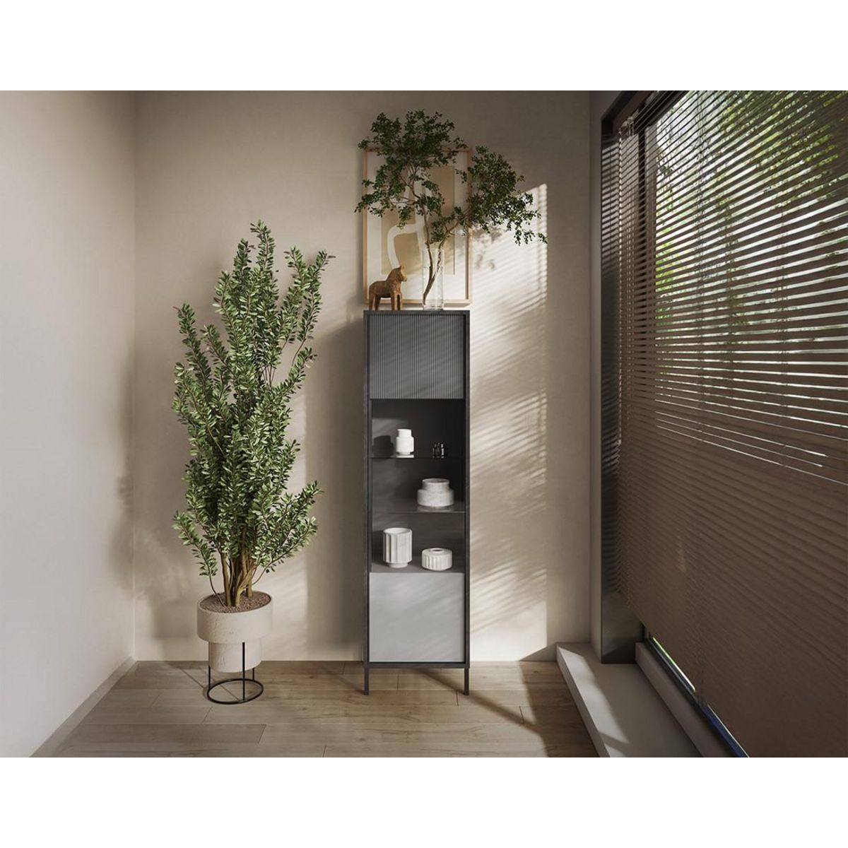 BEST MOBILIER Jules - vitrine - 1 porte - 55x203 cm