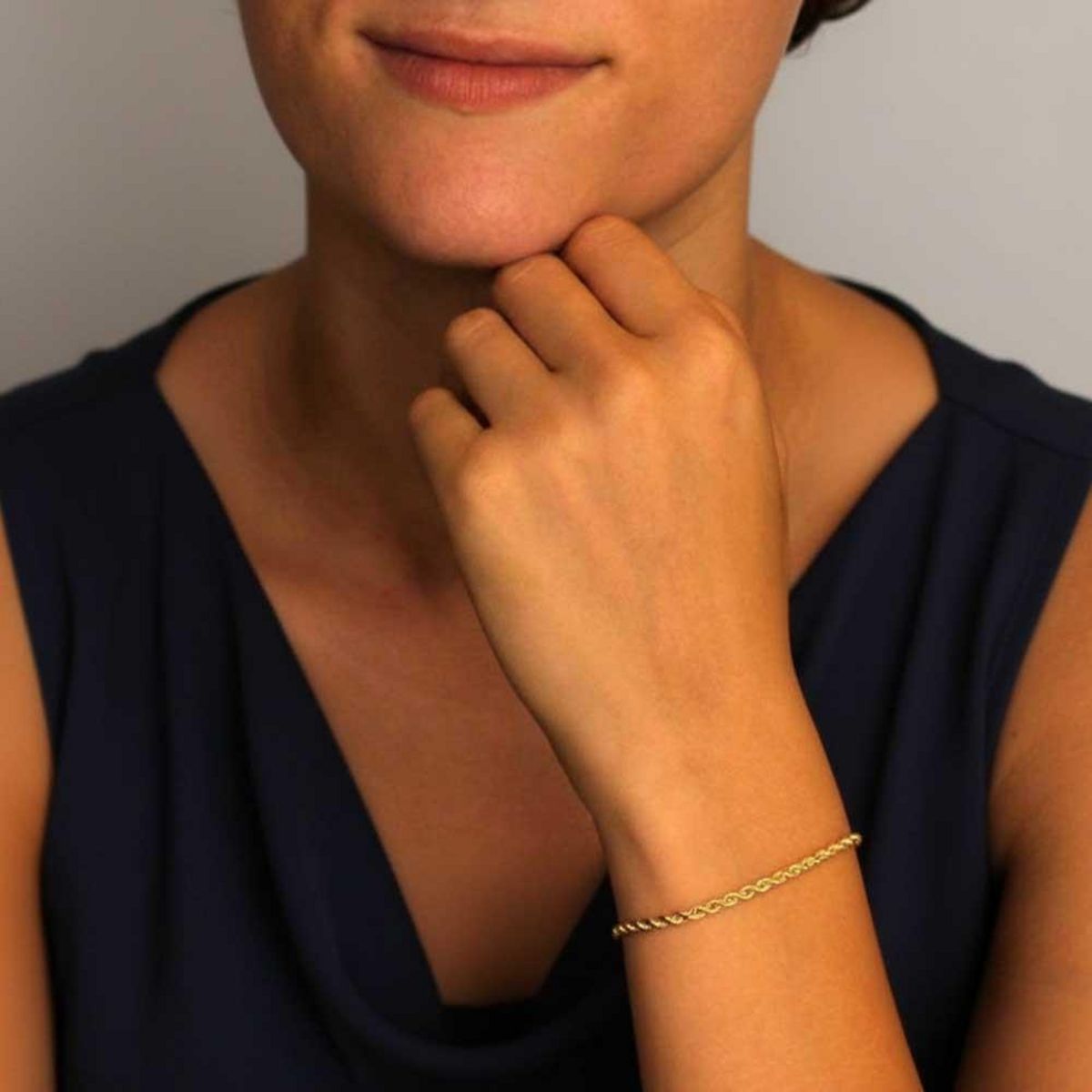 L'ATELIER D'AZUR Bracelet Argent Massif 925/000 Doré - Maille Corde 3mm