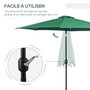 Voir la diapositive 5 : OUTSUNNY Parasol en métal rond polyester 180g/m² manivelle inclinable Ø 3 x 2,45 m vert