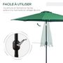 Voir la diapositive 5 : OUTSUNNY Parasol en métal rond polyester 180g/m² manivelle inclinable Ø 3 x 2,45 m vert
