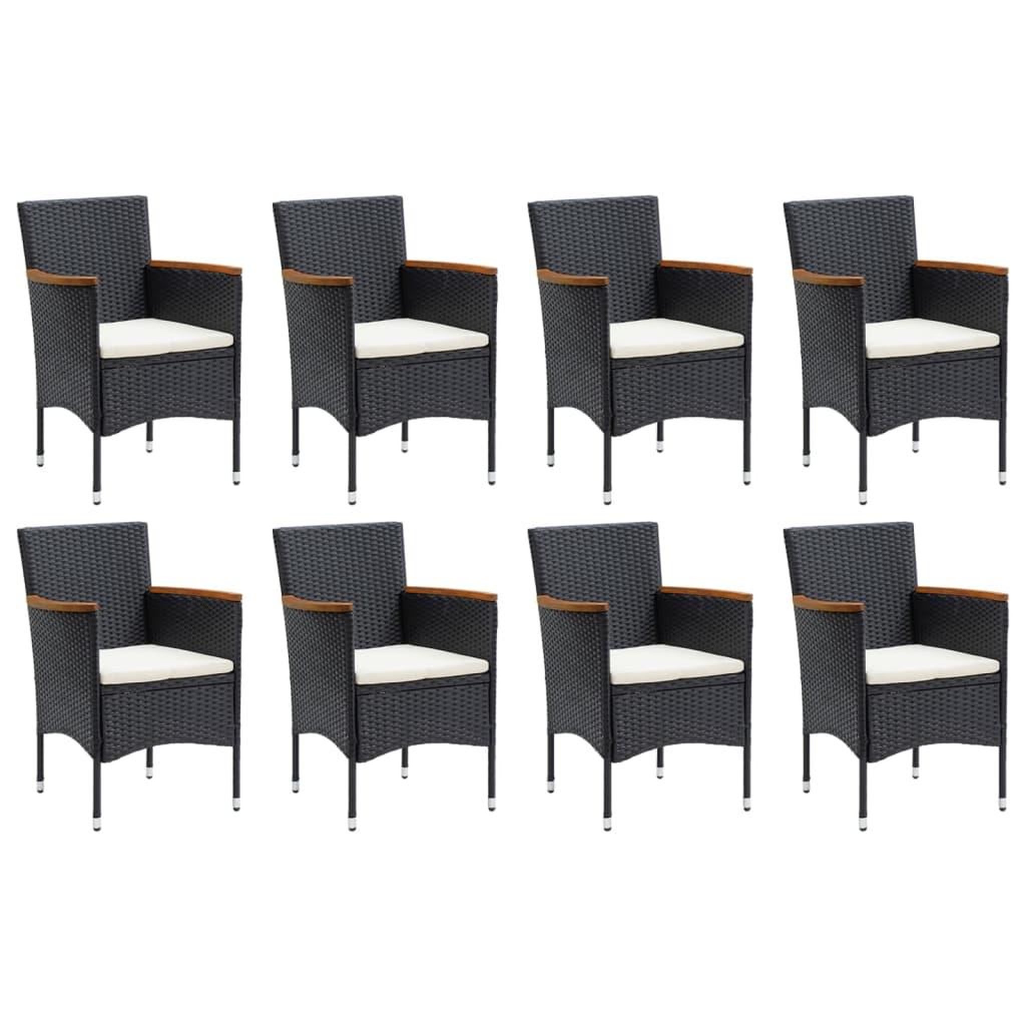 Voir la diapositive 3 : VIDAXL Ensemble a manger de jardin coussins 9pcs Resine tressee Noir