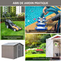 Voir la diapositive 6 : OUTSUNNY Abri de jardin - remise pour outils - cabanon double porte coulissante - fondation incluse - dim. 277L x 191l x 192H cm - tôle d'acier ondulée grise