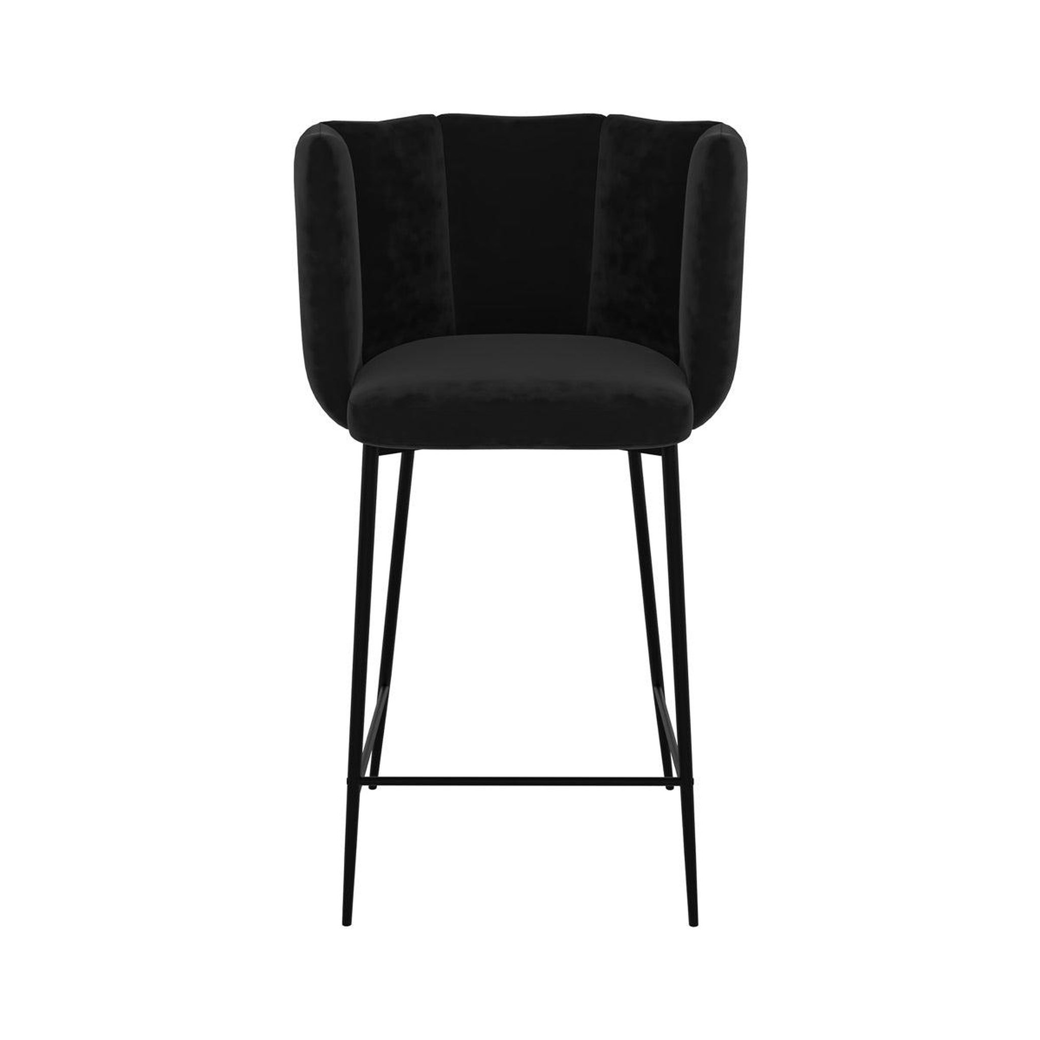 Voir la diapositive 6 : MAISON PAVANE Lot de 2 chaises pour îlot central 67 cm en velours noir-rosy