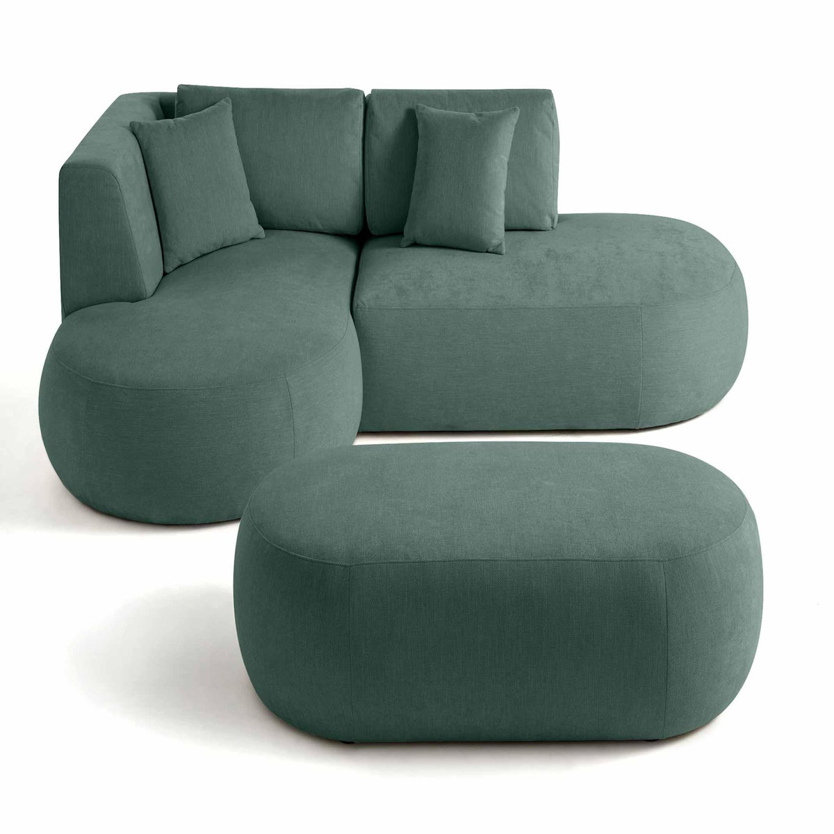LISA DESIGN Santorini - canapé modulable d'angle gauche + pouf - 4 places - en tissu texturé