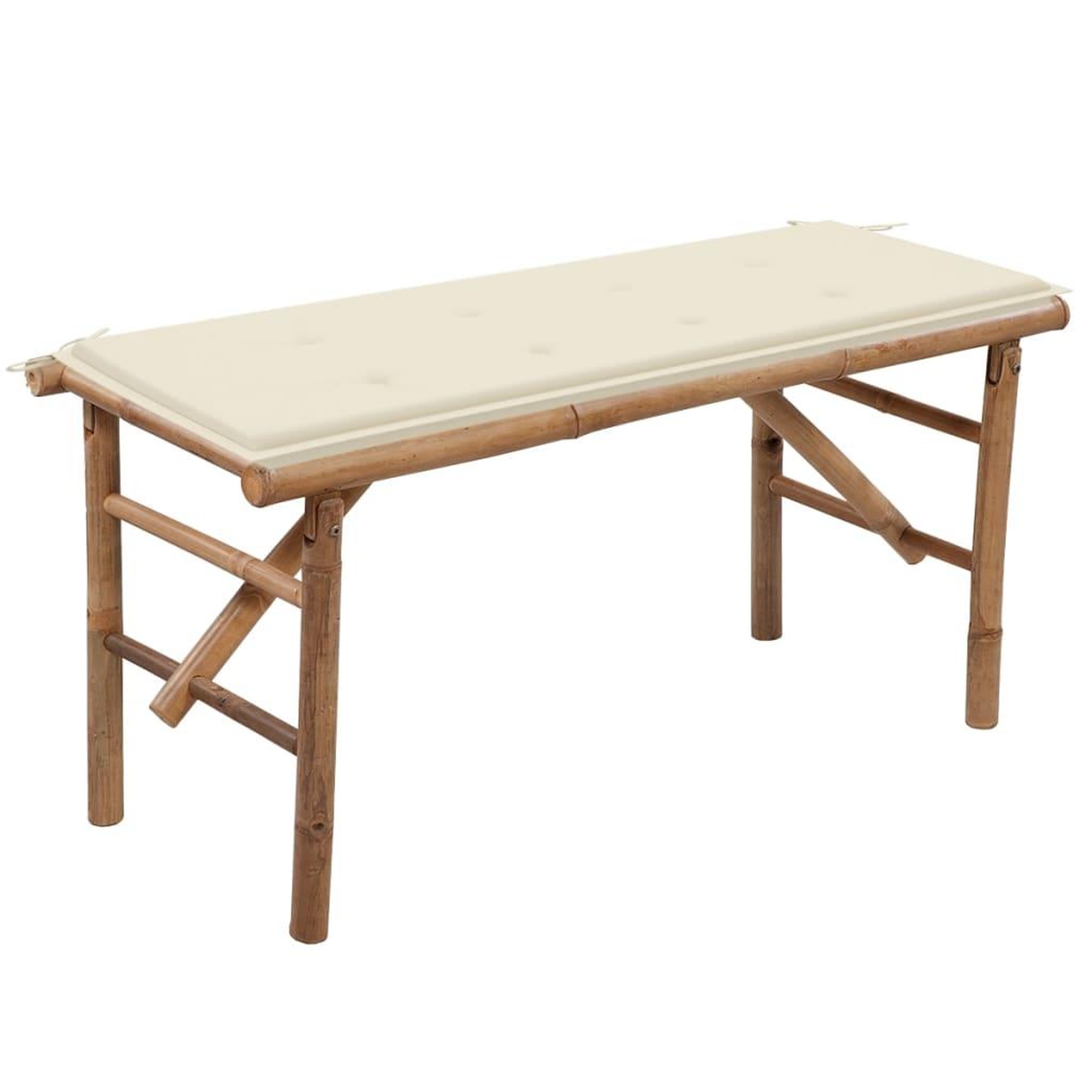 VIDAXL Banc de jardin pliable avec coussin 118 cm Bambou