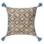Voir la diapositive 1 : Paris Prix Coussin Déco en Jute  Losanges  45x45cm Naturel & Bleu
