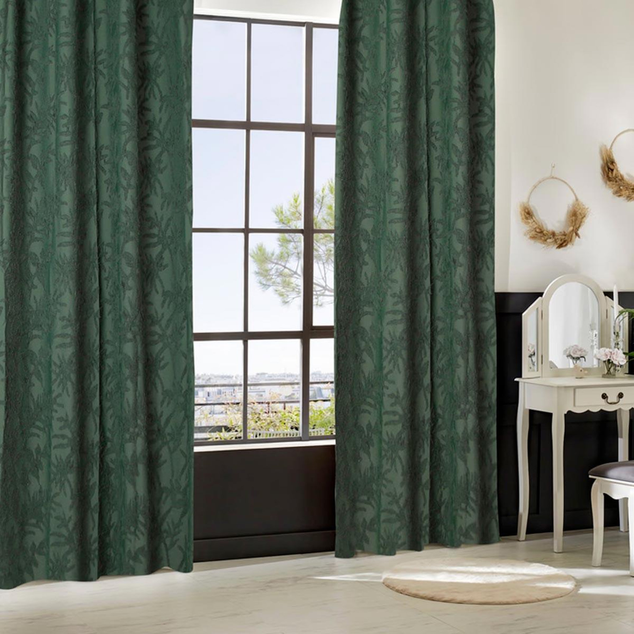 ATMOSPHERA Rideau à œillets tufté  willow  135x260cm vert kaki