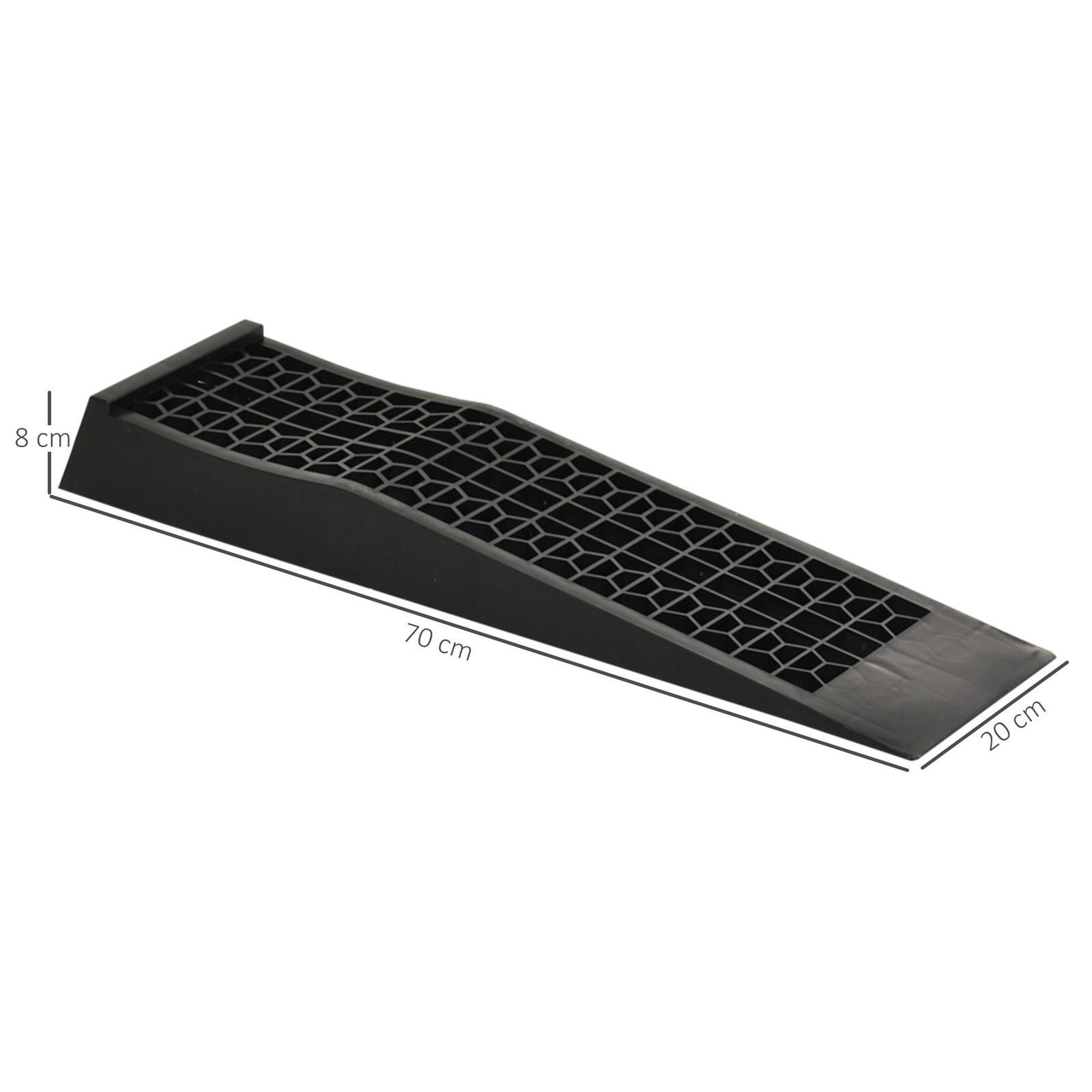 Voir la diapositive 3 : HOMCOM Rampes de levage pour voiture véhicule utilitaire caravane camping-car dim. 20l x 70l x 8h cm hdpe noir