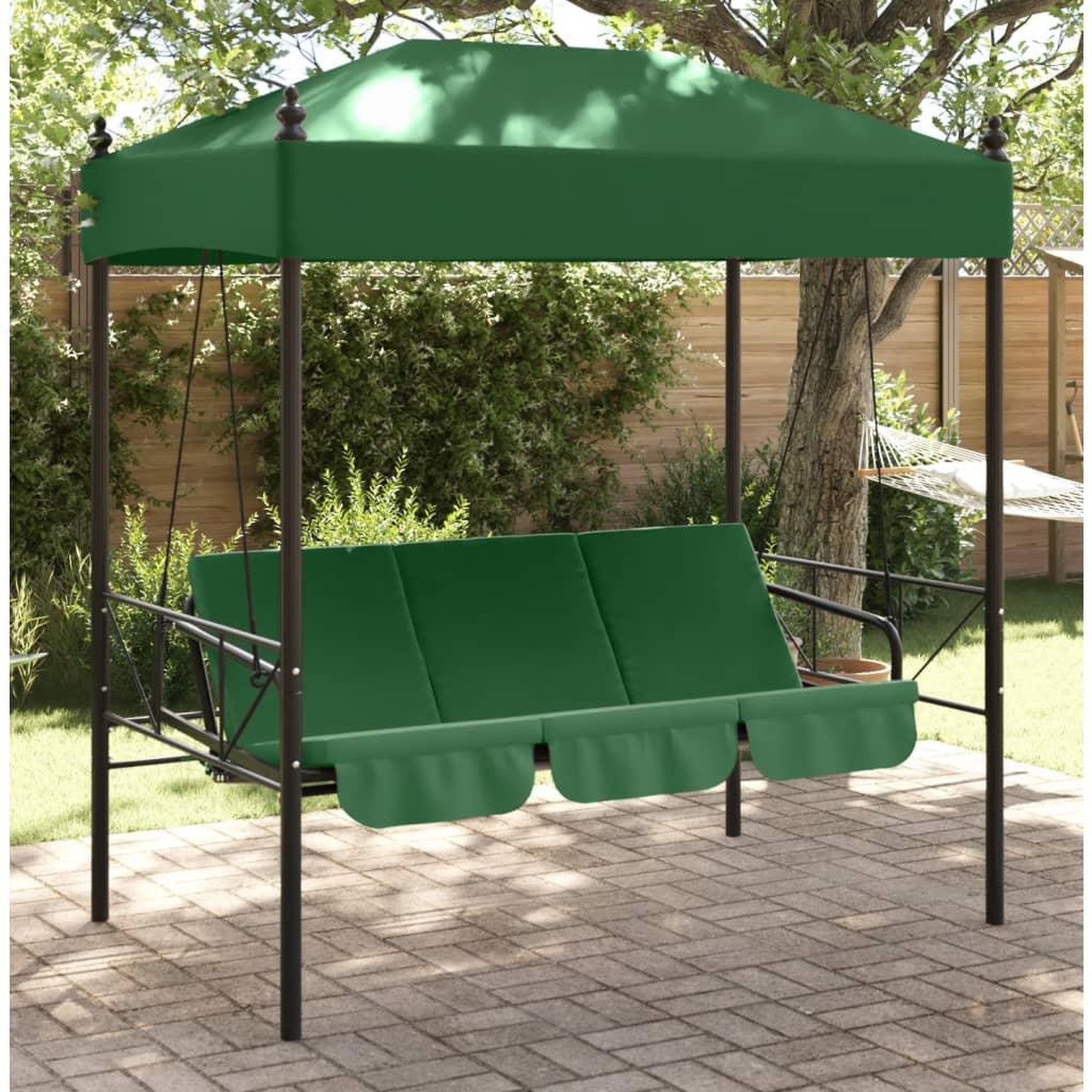 VIDAXL Balancelle de jardin avec auvent vert acier