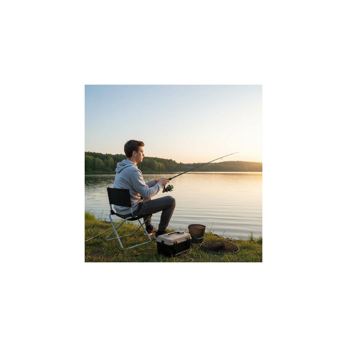 O'Camp Lot de 2 chaises pliables pécheur de camping - O'Camp  - Dimensions : 47 x 68 x 40 cm