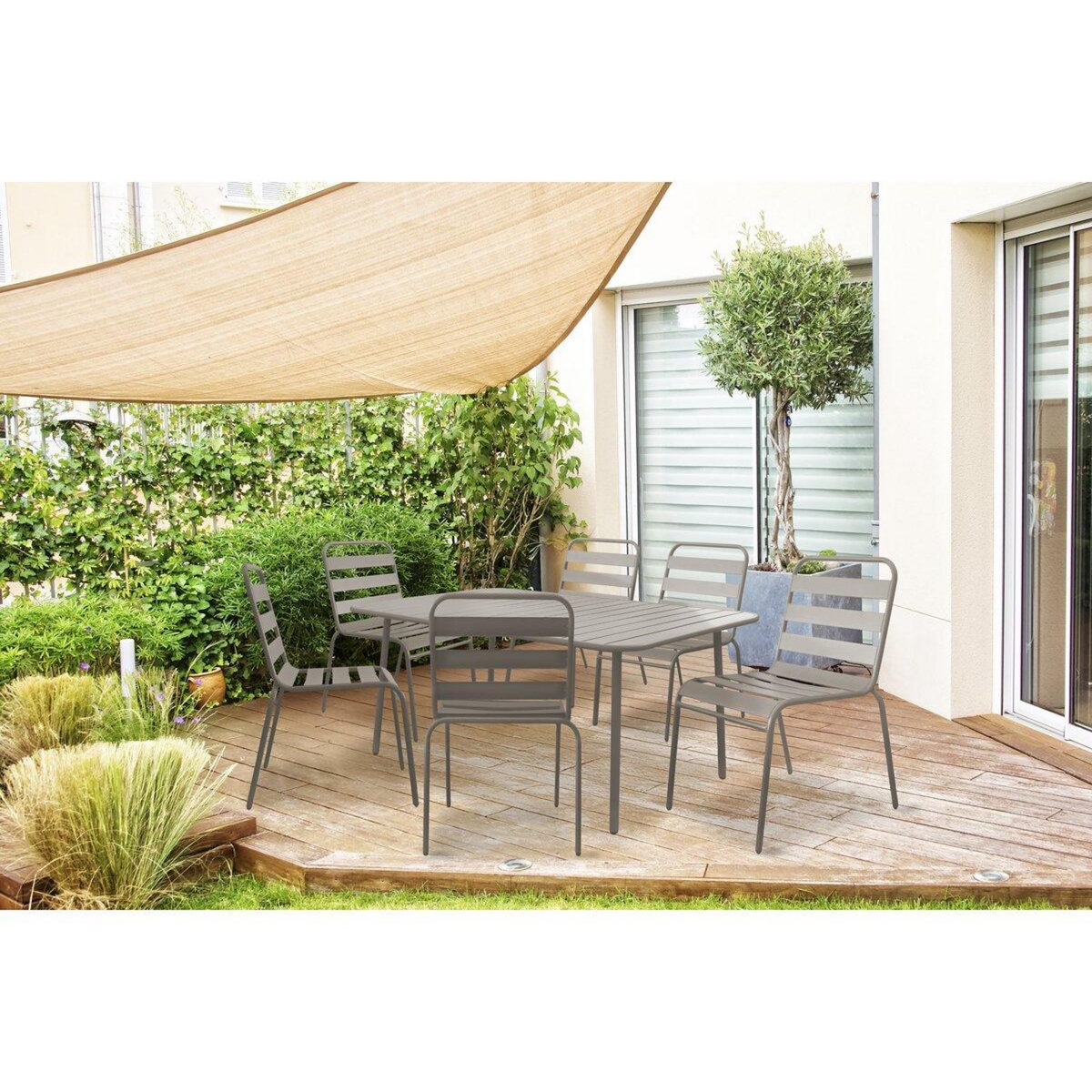 Habitat et Jardin Salon de jardin en métal  Bilbao  - 6 places - Taupe