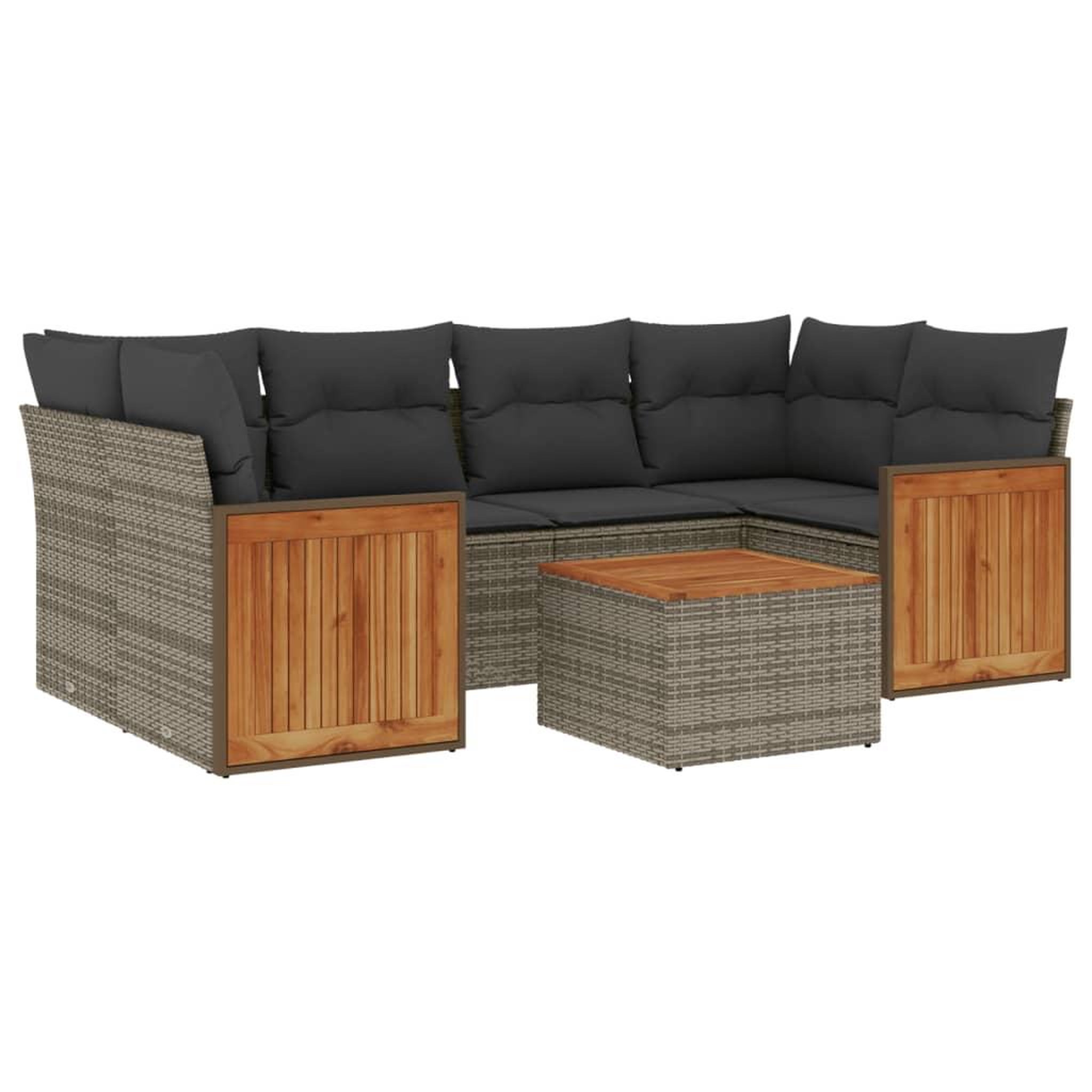 Voir la diapositive 2 : VIDAXL Salon de jardin avec coussins 7 pcs gris resine tressee