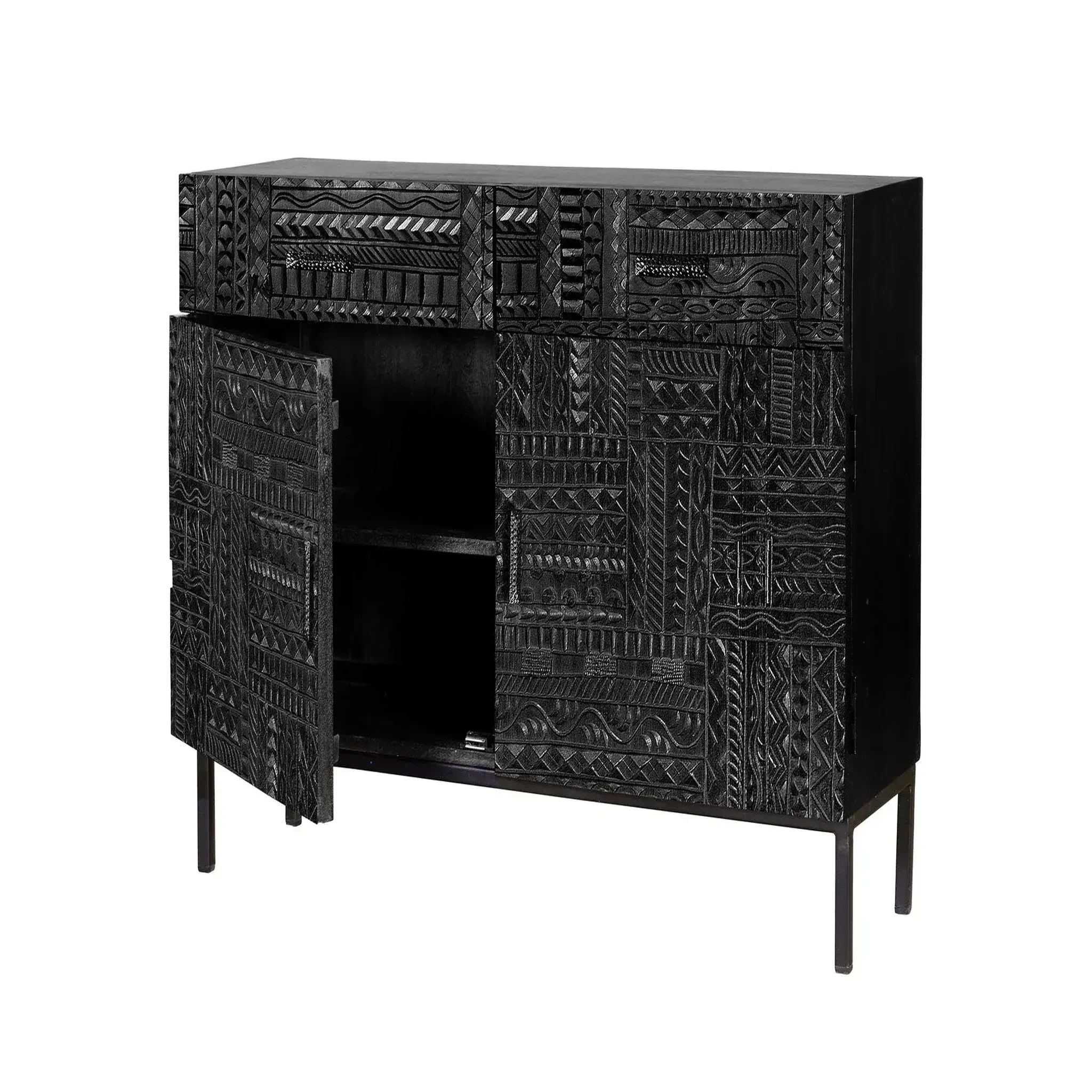 Voir la diapositive 2 : GINER Y COLOMER SL Commode en bois de manguier 100 cm style ethnique