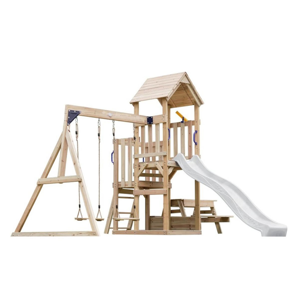 Axi House Portique Mette 2 balançoires + table toboggan blanc