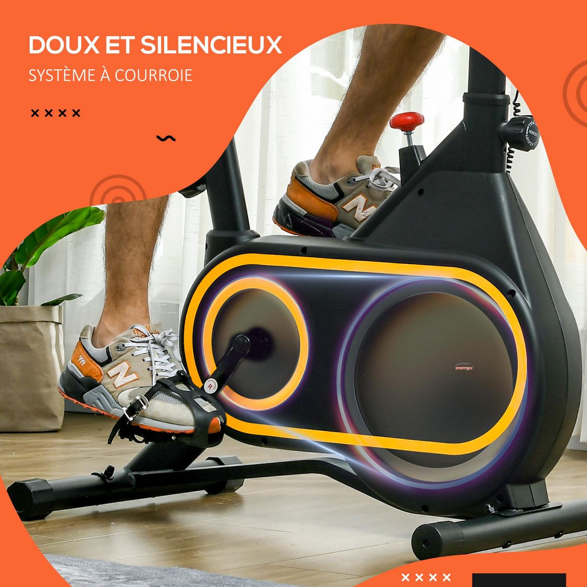 HOMCOM Vélo d'appartement réglable - vélo biking cardio - volant d'inertie 4 Kg, écran LCD, support Ipad, porte-gobelet - acier noir