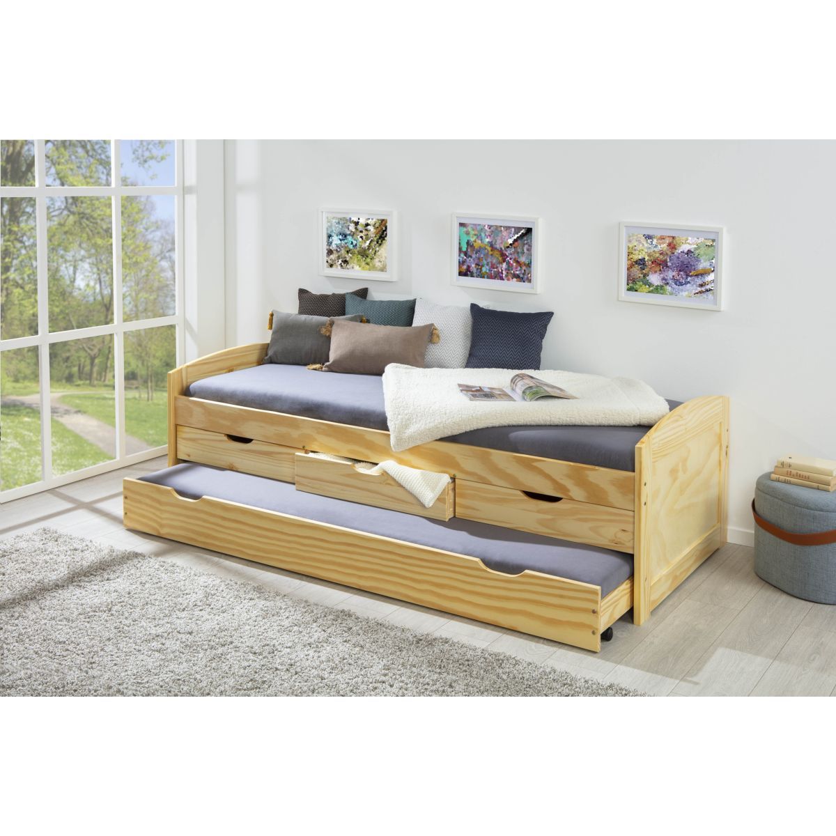 Lit gigogne 2 couchages 90x200 cm + 3 tiroirs ULLI