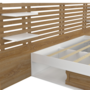 Voir la diapositive 6 : ID MARKET Lit double SAVANA avec tête de lit, chevets, rangements et sommier 140 x 190 cm hêtre et portes blanches