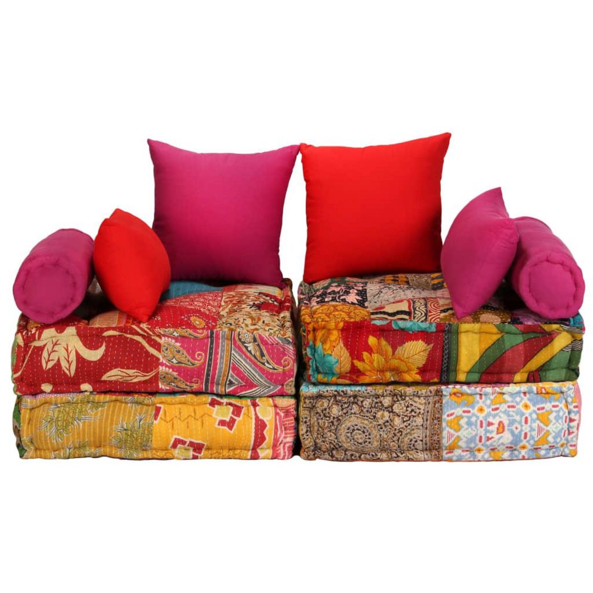 VIDAXL Pouf modulaire a 2 places Patchwork Tissu