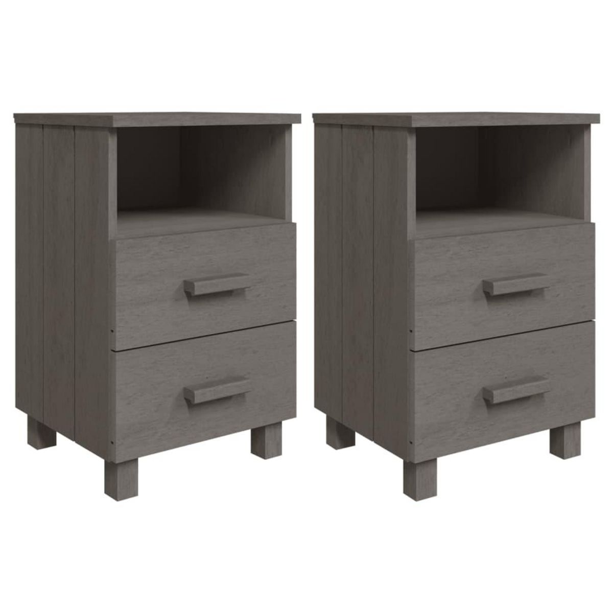 VIDAXL Tables de chevet HAMAR 2 pcs Gris clair 40x35x62 cm Bois massif