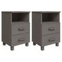 Voir la diapositive 2 : VIDAXL Tables de chevet HAMAR 2 pcs Gris clair 40x35x62 cm Bois massif