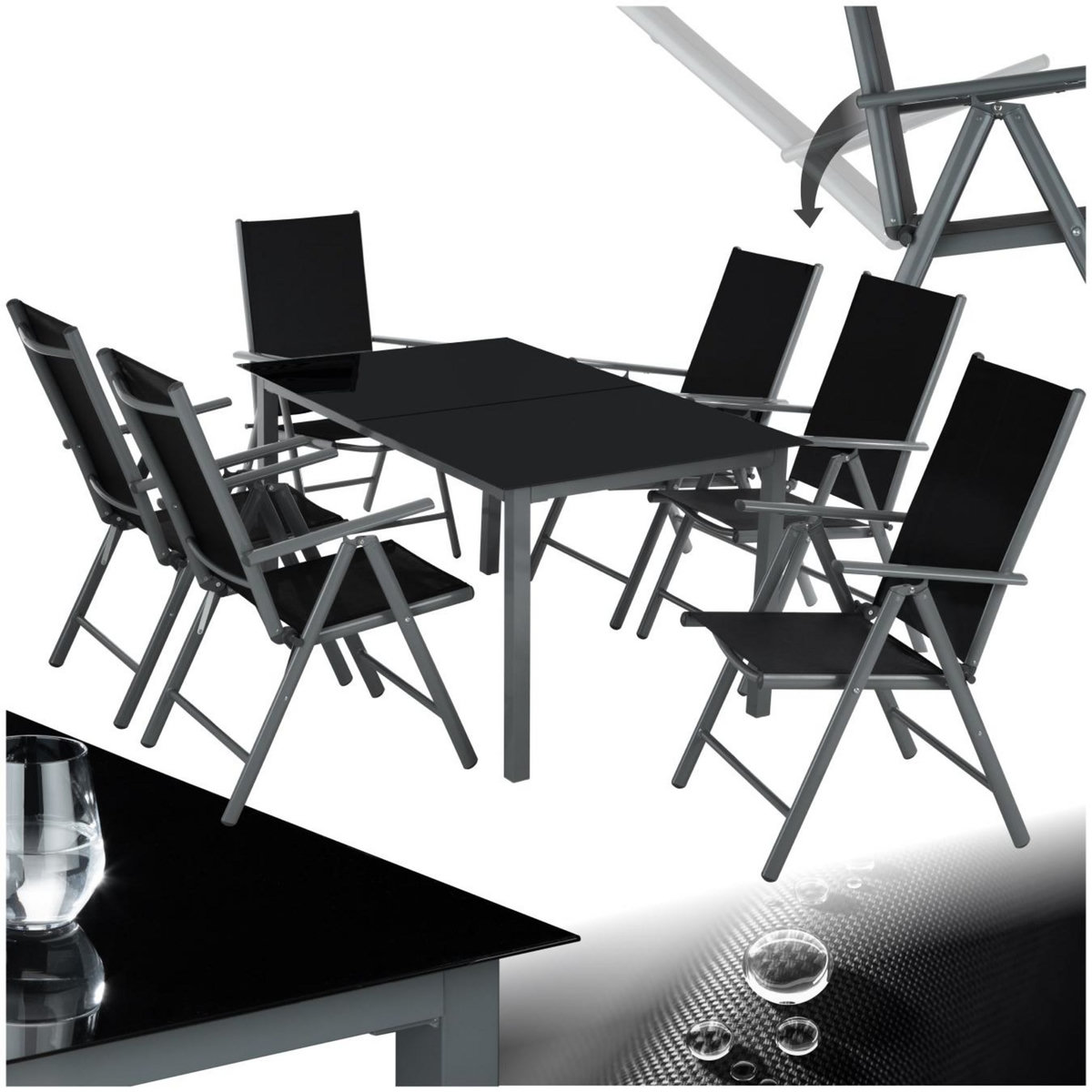 tectake Ensemble salon de jardin avec cadre en aluminium pour 6 personnes gris anthracite