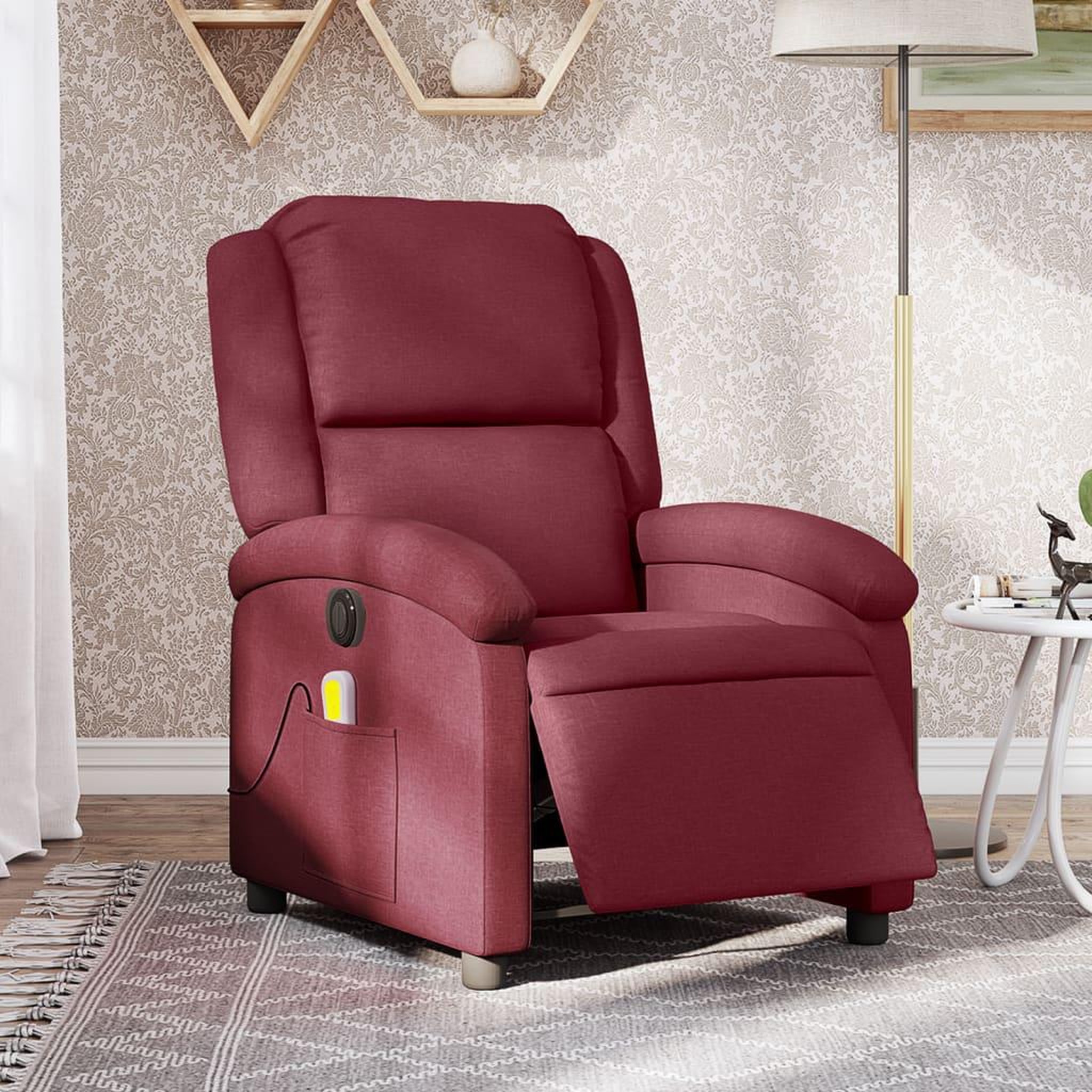 VIDAXL Fauteuil de massage inclinable electrique Rouge bordeaux Tissu