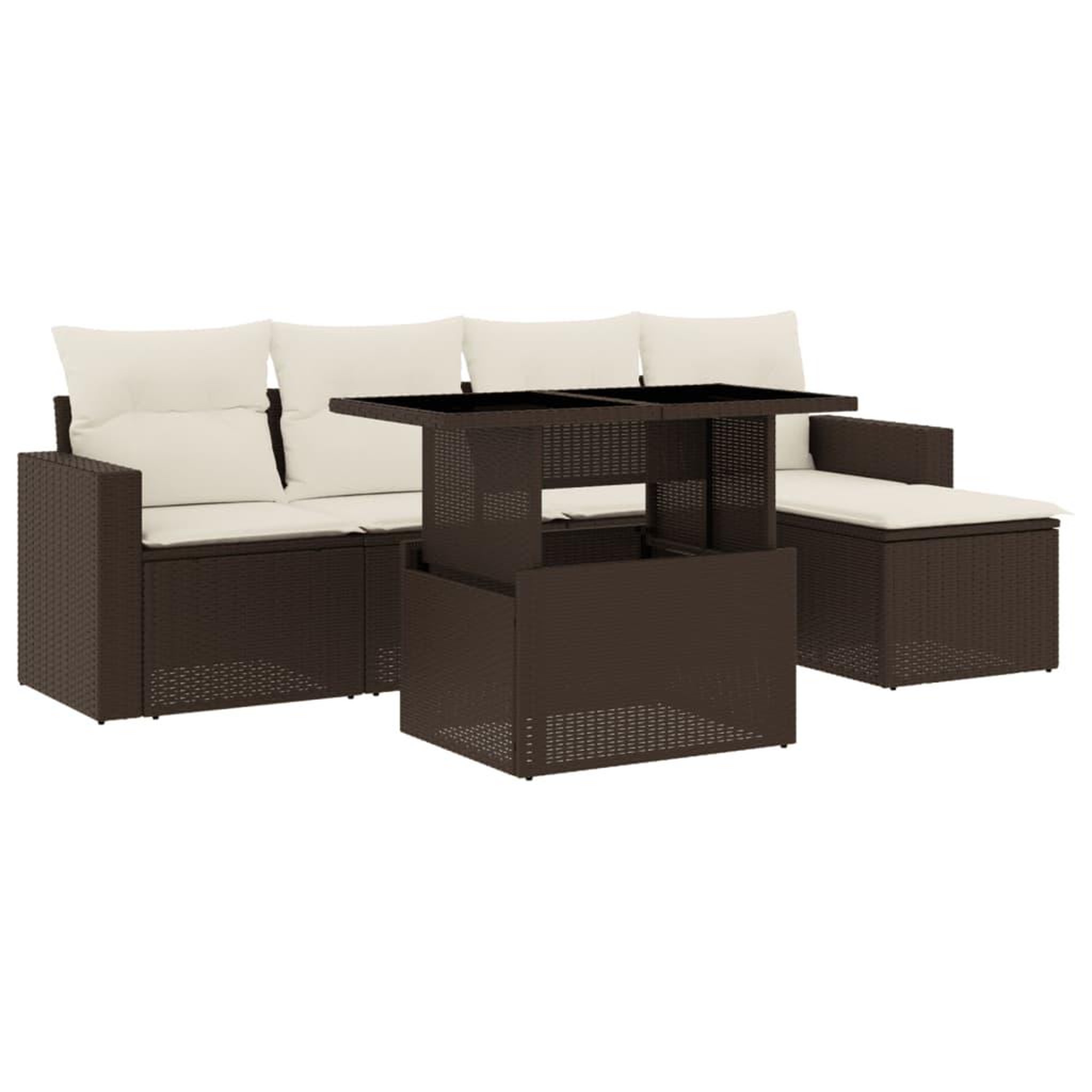 Voir la diapositive 2 : VIDAXL Salon de jardin avec coussins 6 pcs marron resine tressee