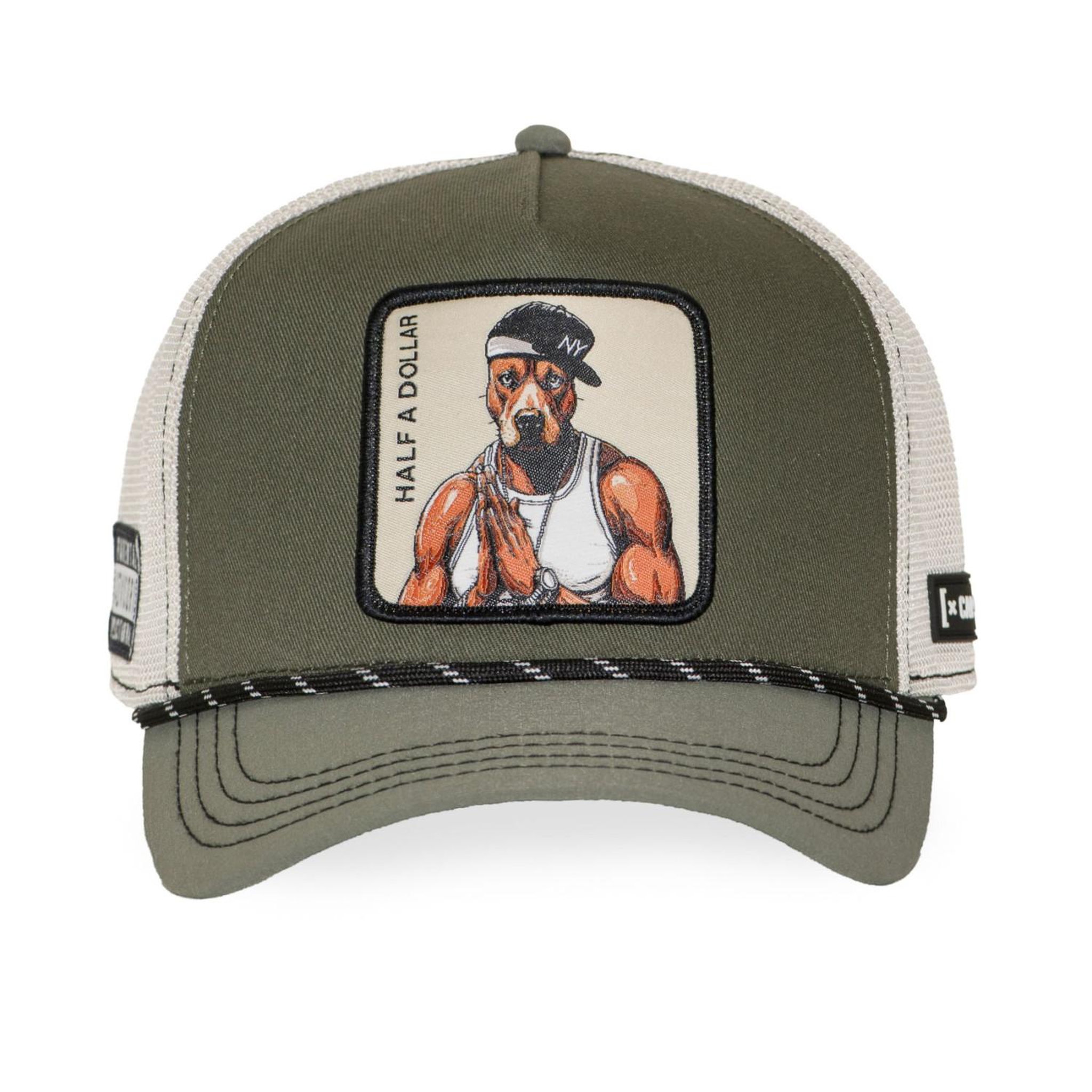 Voir la diapositive 2 : CAPSLAB Casquette trucker premium avec filet et patch half a dollar