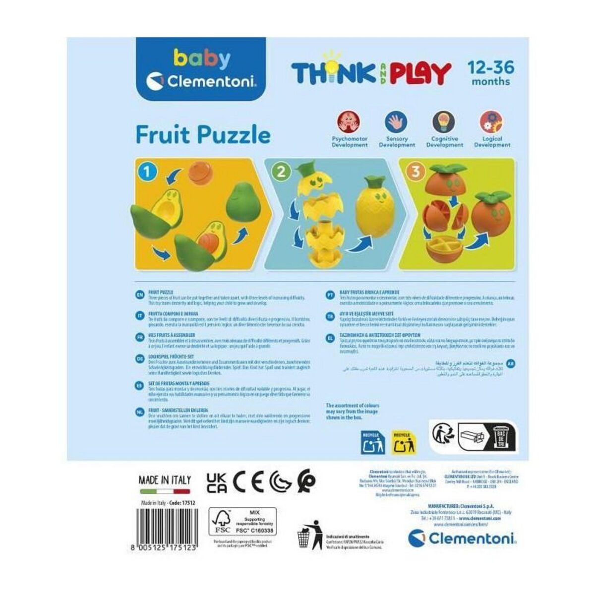 CLEMENTONI Jouet éducatif Clementoni Fruits à Assembler multicolore